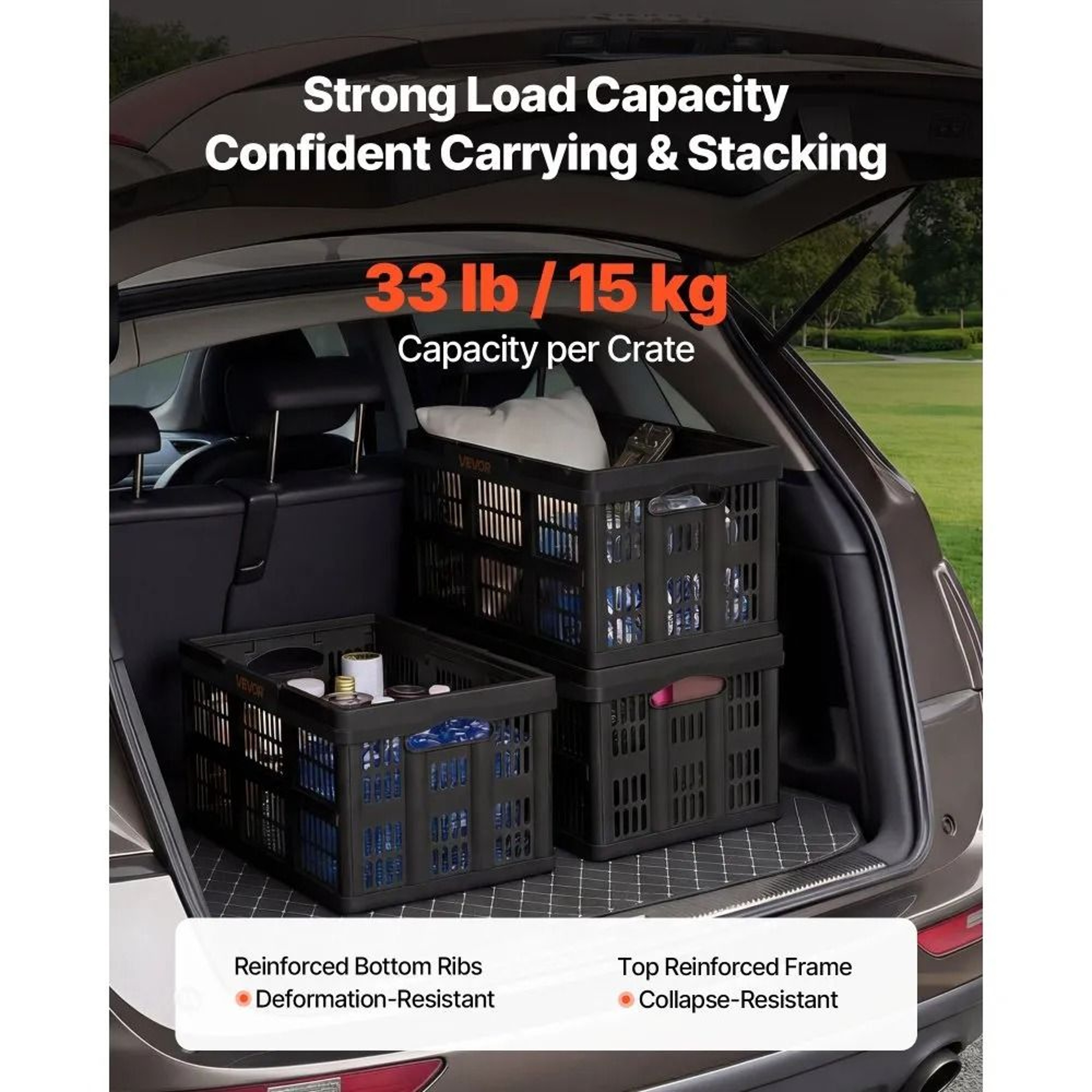 45L Collapsible Storage Bins 3 Pack Stackable Folding Storage Crates With Handles 5