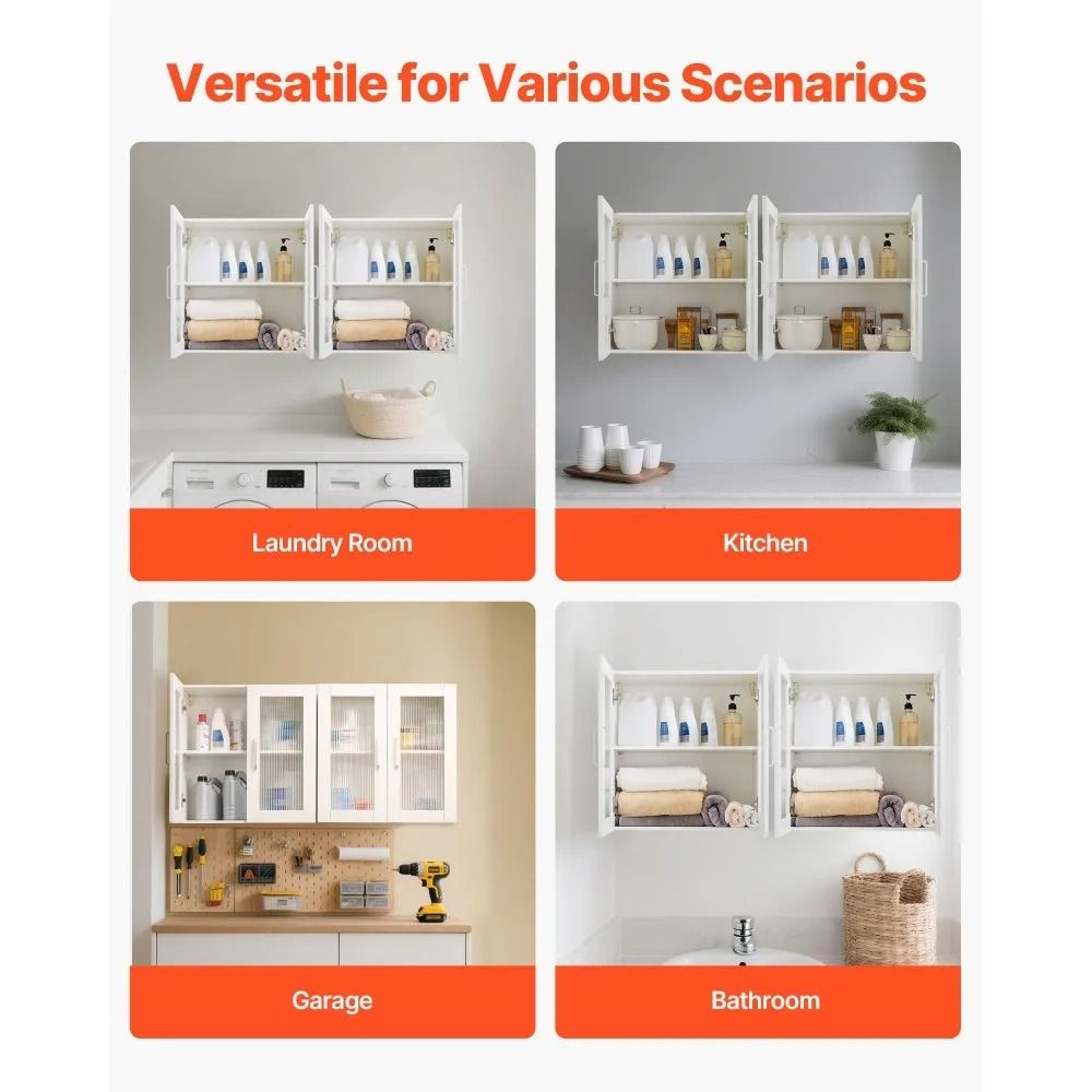 Space Saving Laundry Room Wall Cabinet Set With Adjustable Shelves And Soft Close Doors 5