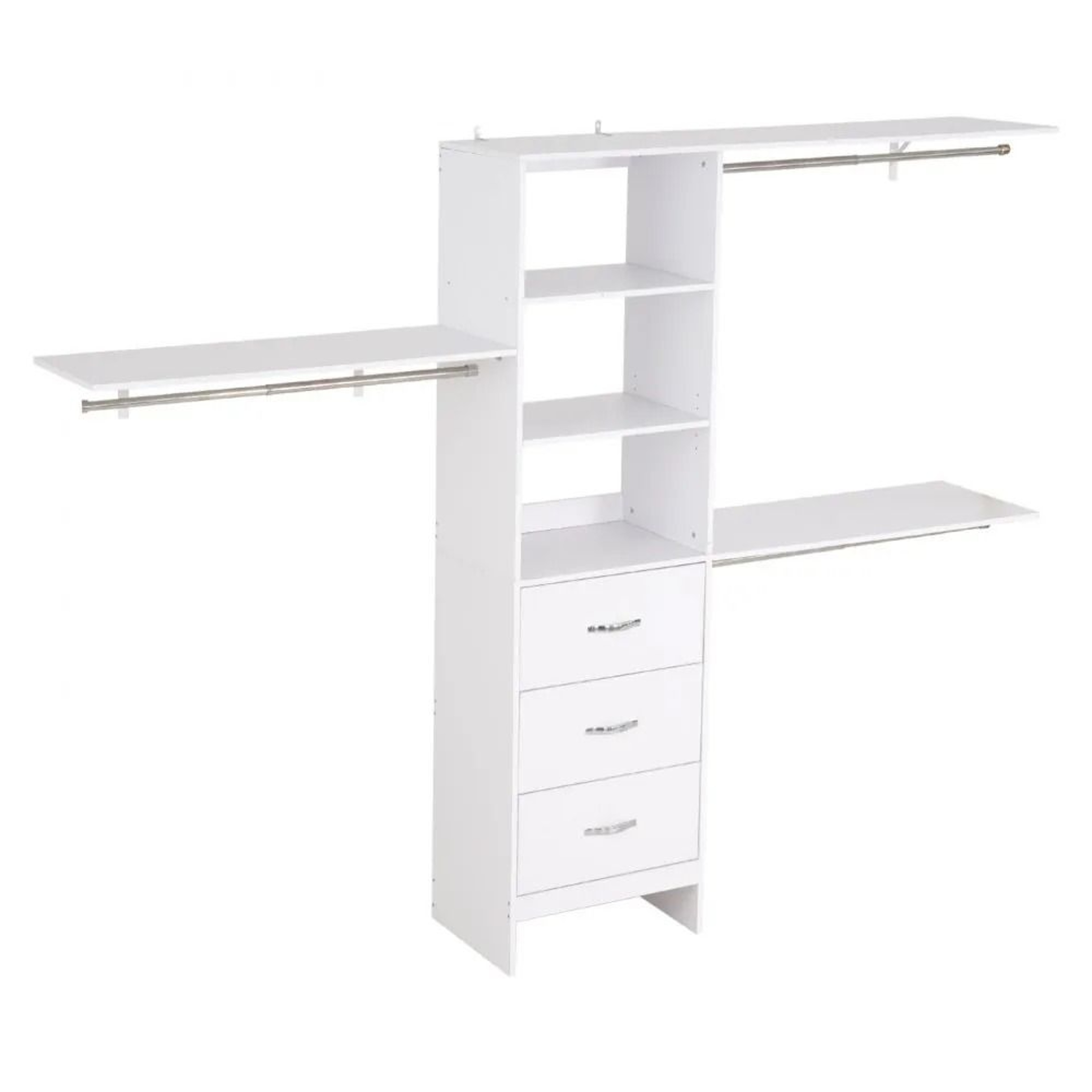 Closet System With 3 Drawers Adjustable Wooden Closet Organizer White 8