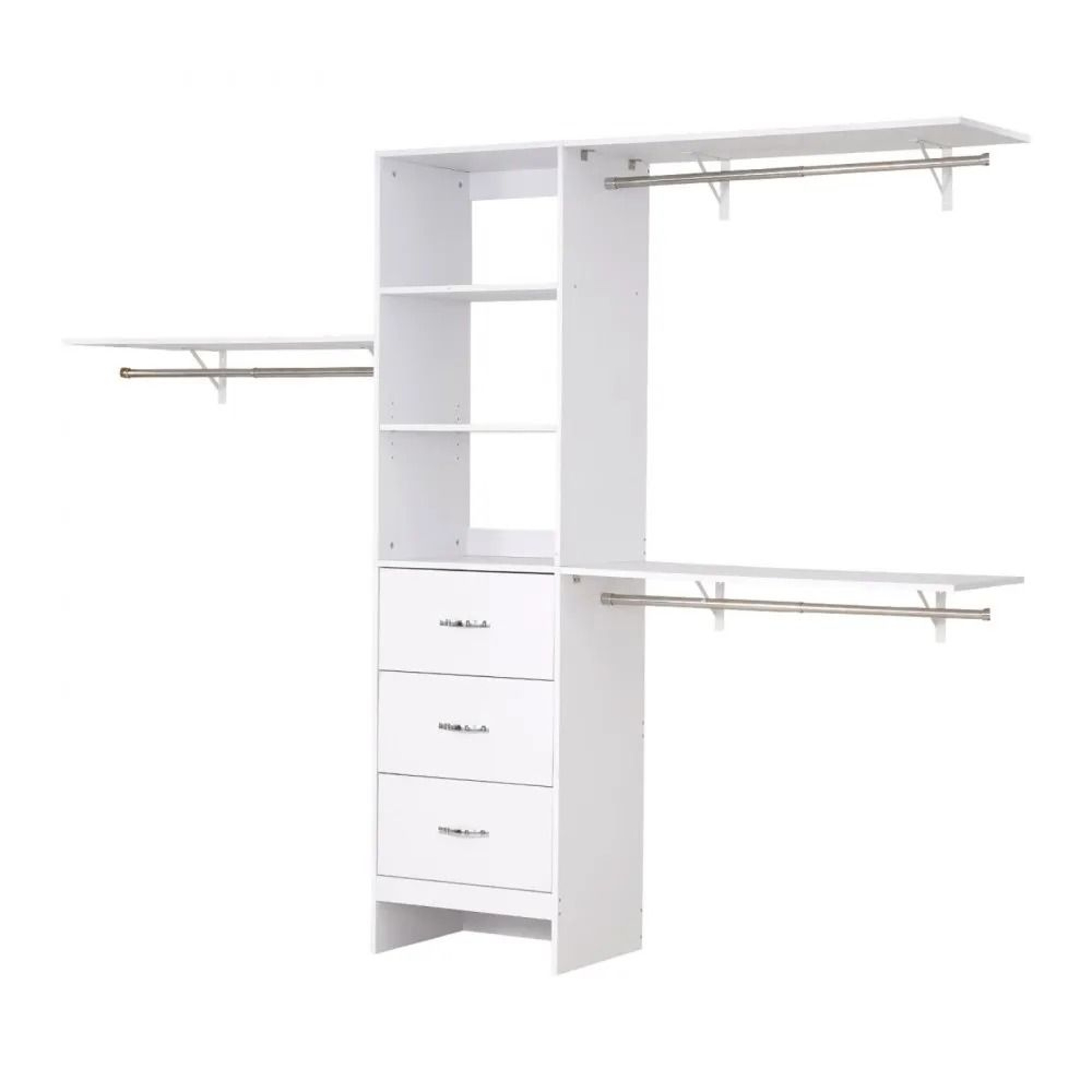 Closet System With 3 Drawers Adjustable Wooden Closet Organizer White 7