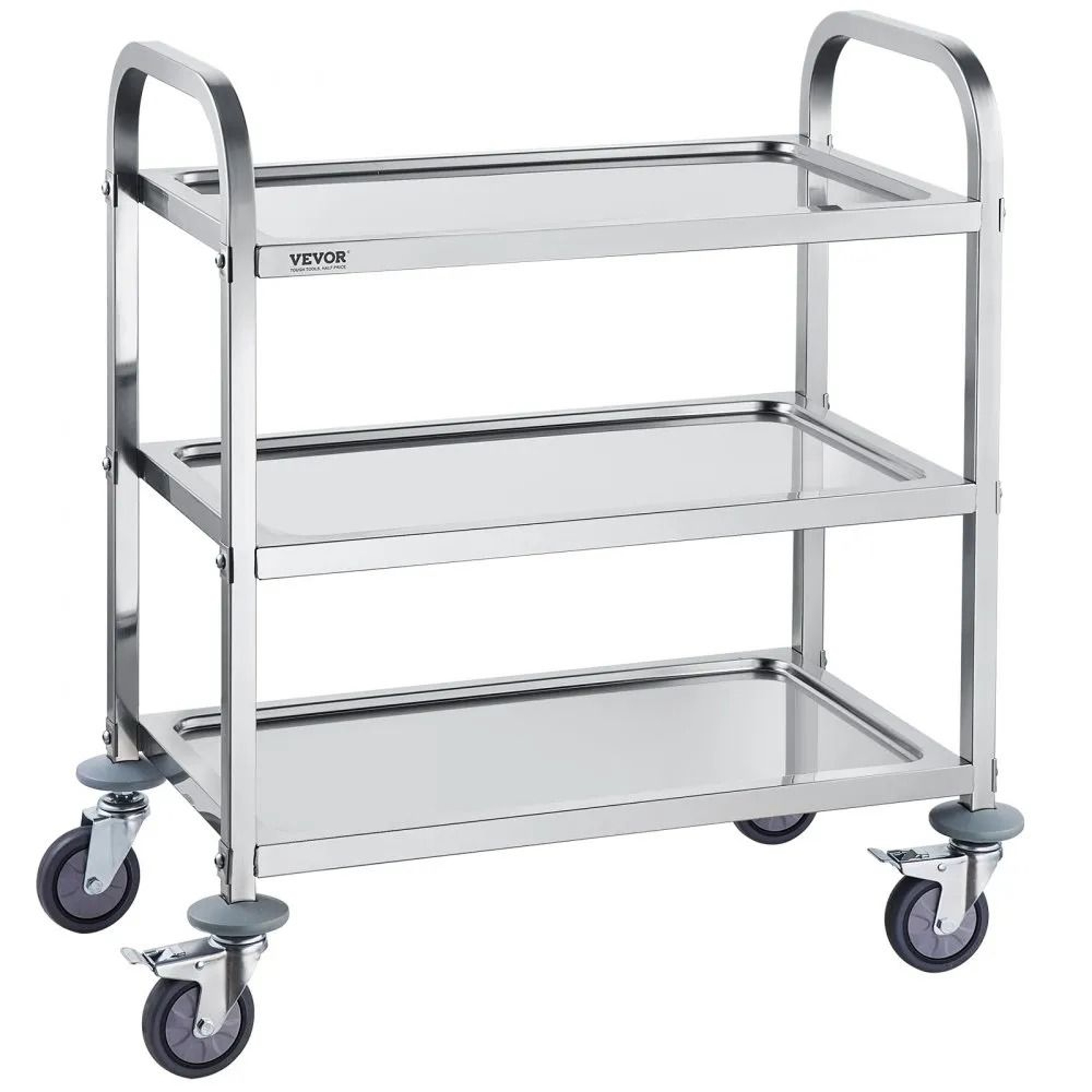 Stainless Steel Utility Cart 3 Tier Lab Medical Cart With Lockable Wheels 400 Lbs Capacity 7
