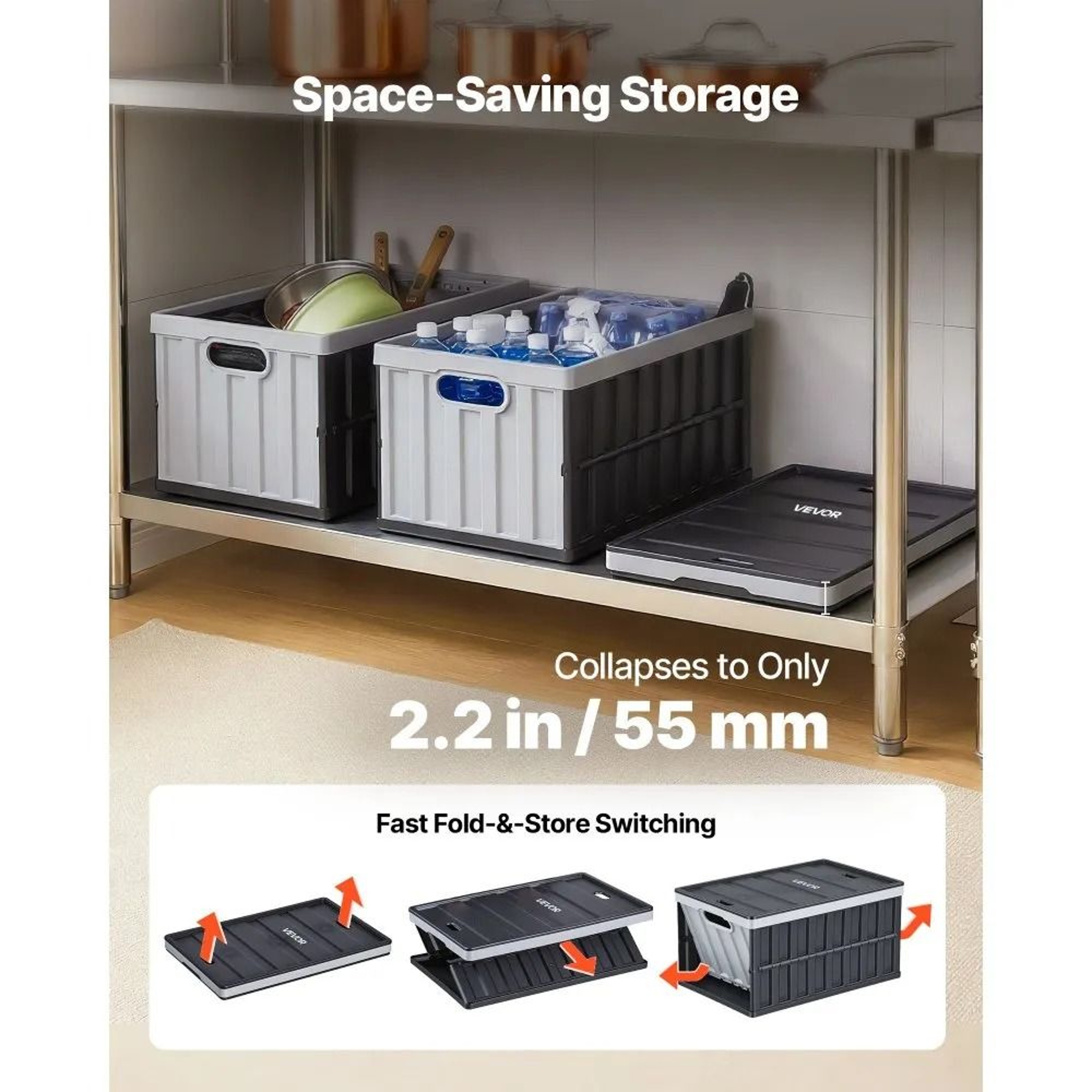 Collapsible Storage Bins With Lids Stackable Folding Crates For Home Organization 4