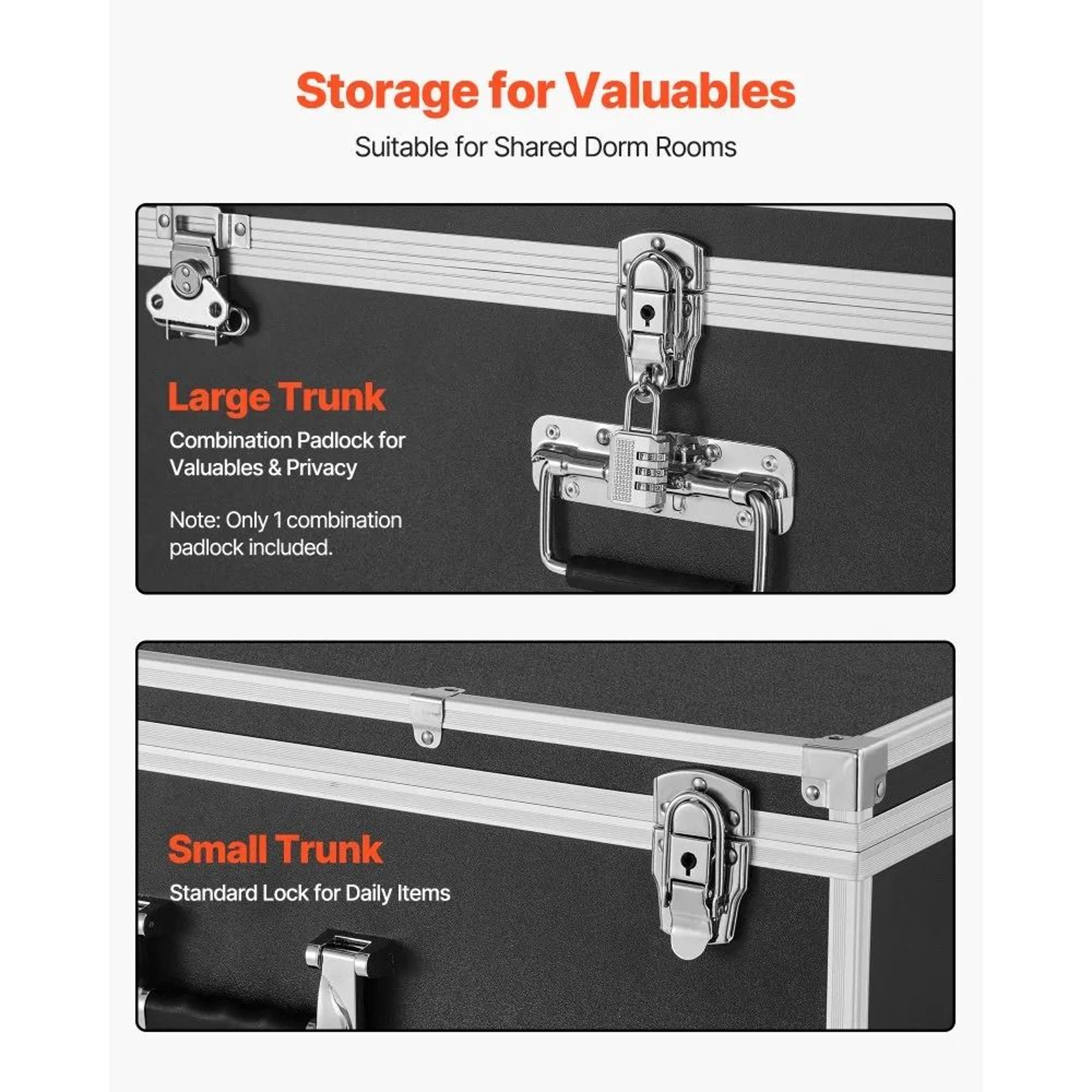 Metal Storage Trunk Set Of 2 With Wheels And Secure Storage 7