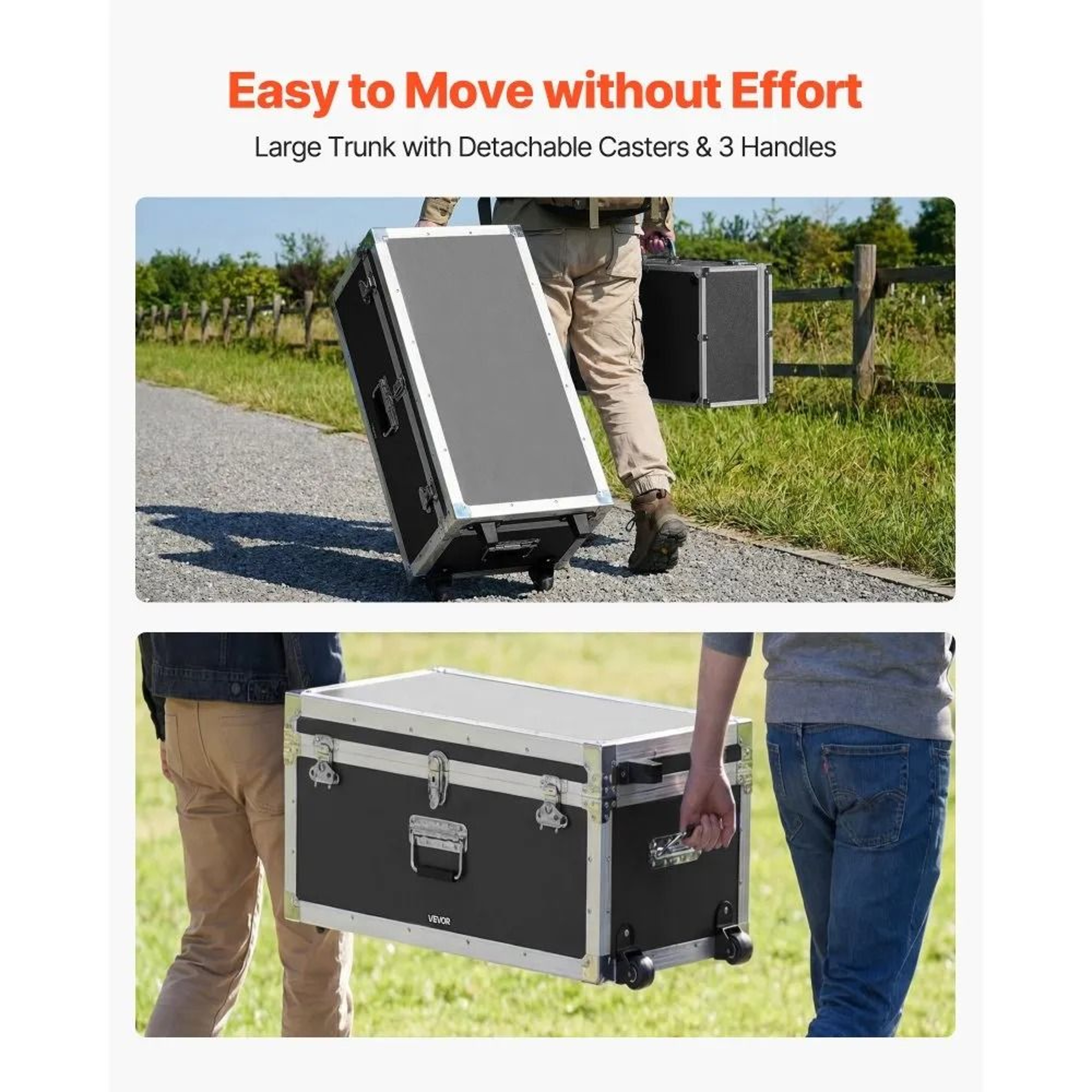 Metal Storage Trunk Set Of 2 With Wheels And Secure Storage 3