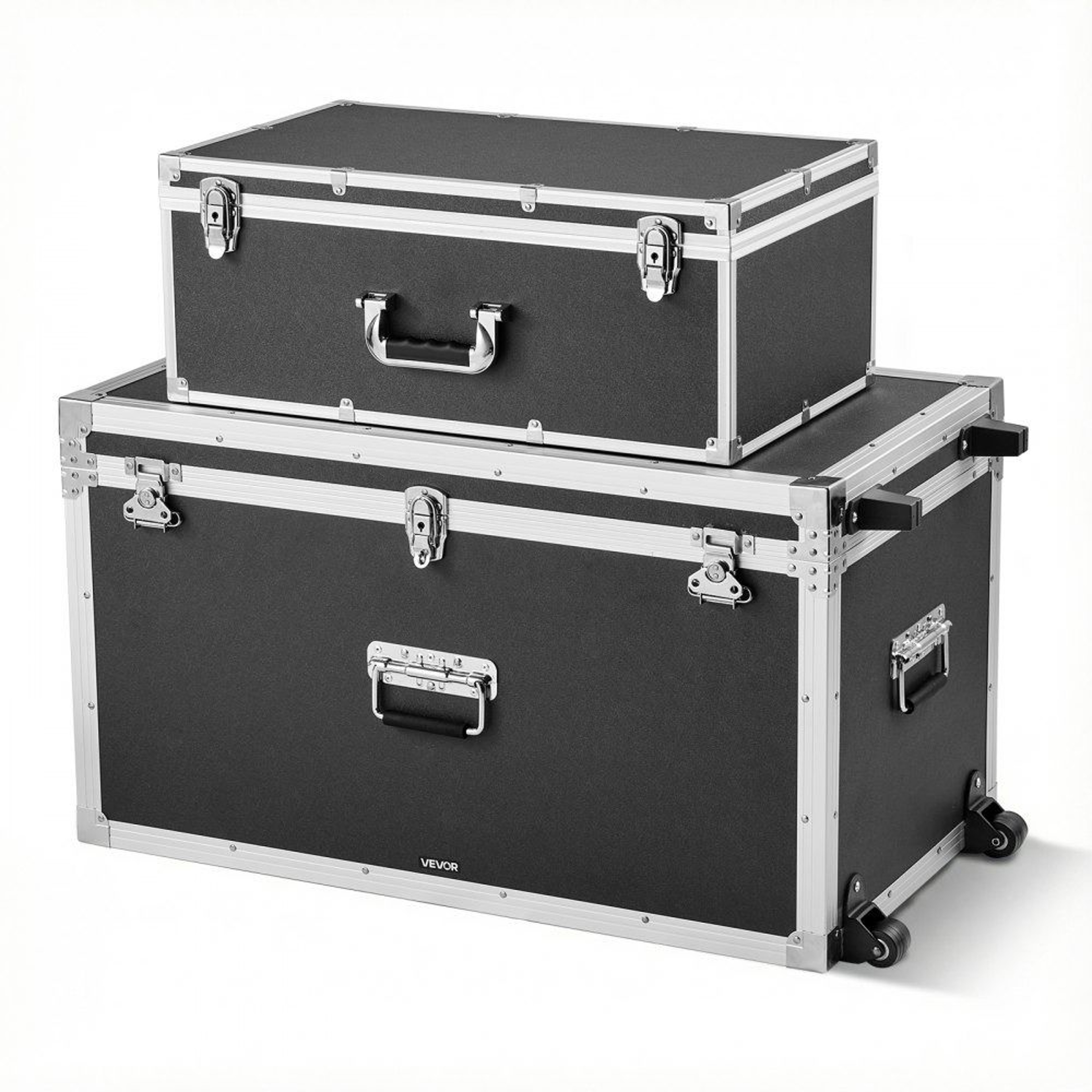 Metal Storage Trunk Set Of 2 With Wheels And Secure Storage 0