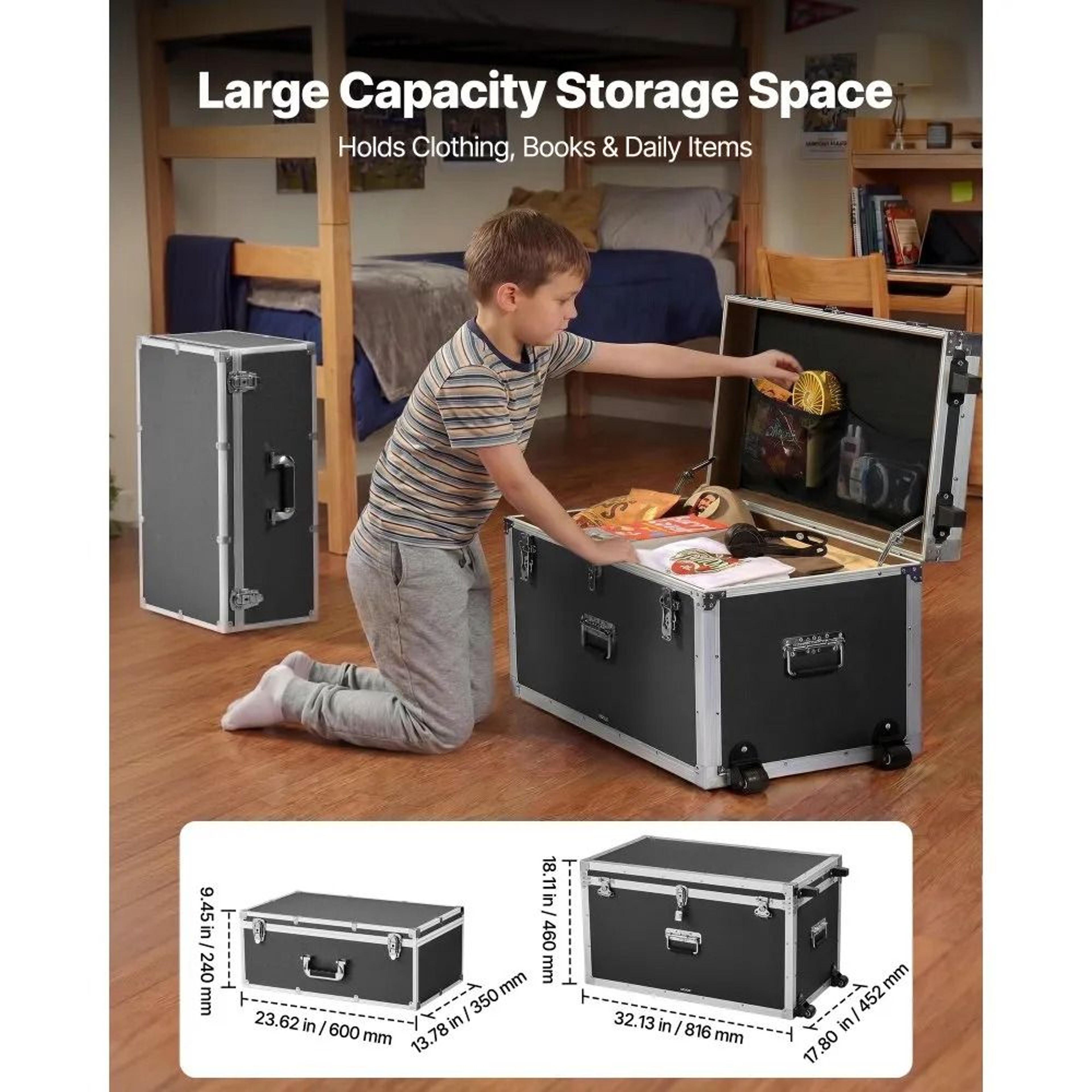 Metal Storage Trunk Set Of 2 With Wheels And Secure Storage 1