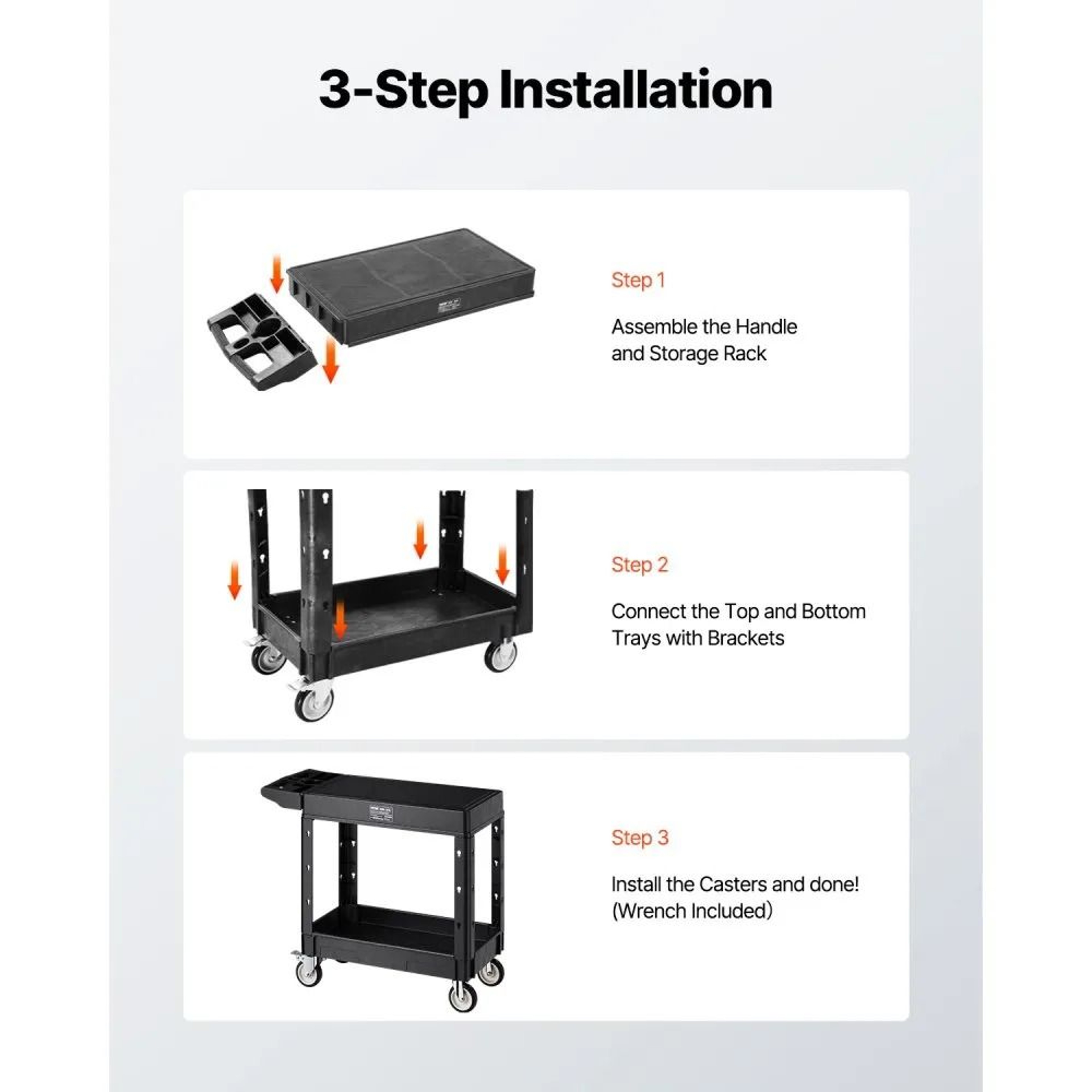550 Lb Heavy Duty Utility Cart With 2 Shelves And Wheels For Garage And Warehouse 6