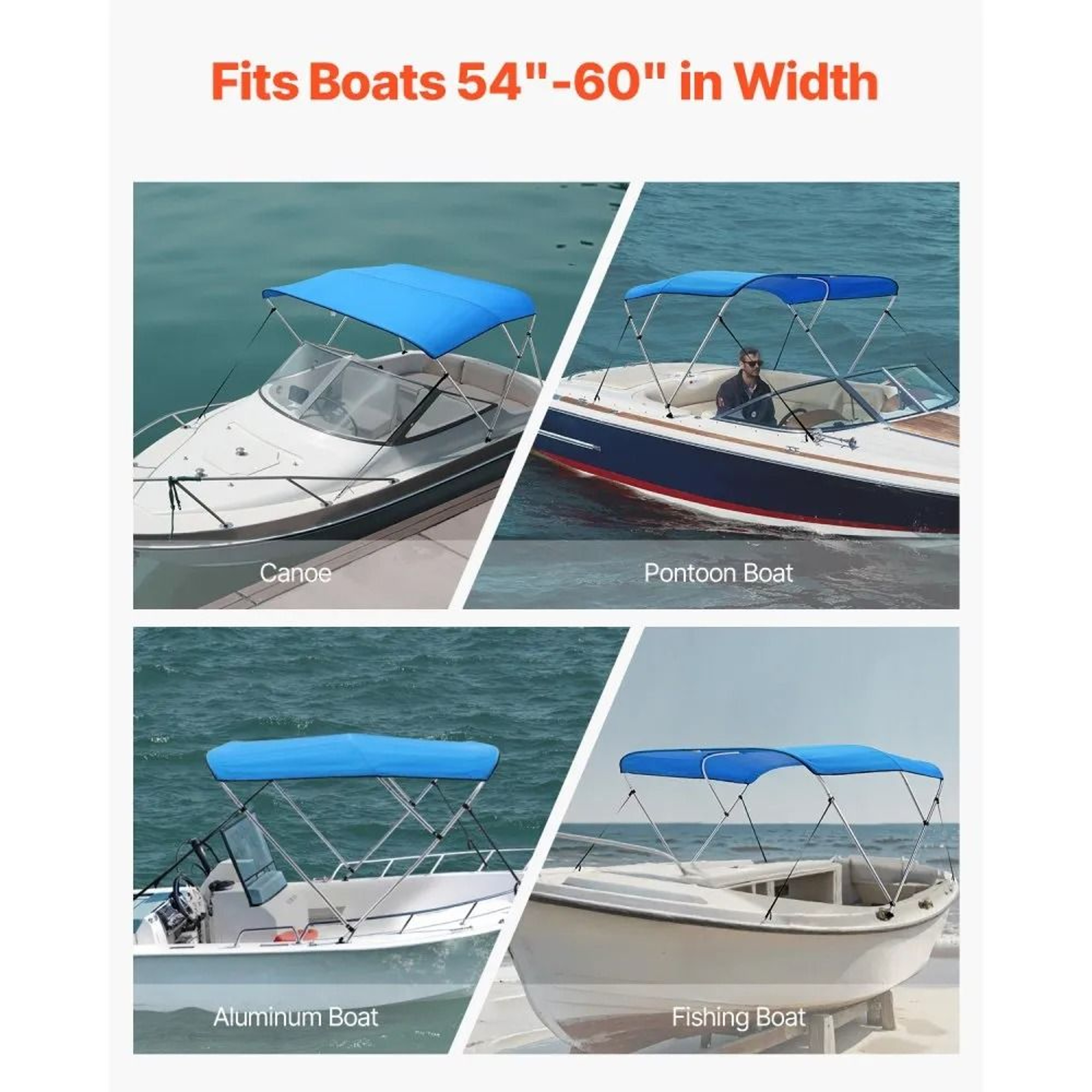 3 Bow Boat Bimini Top With 600D Waterproof Boat Canopy And Aluminum Frame 6 Ft Pacific Blue 3
