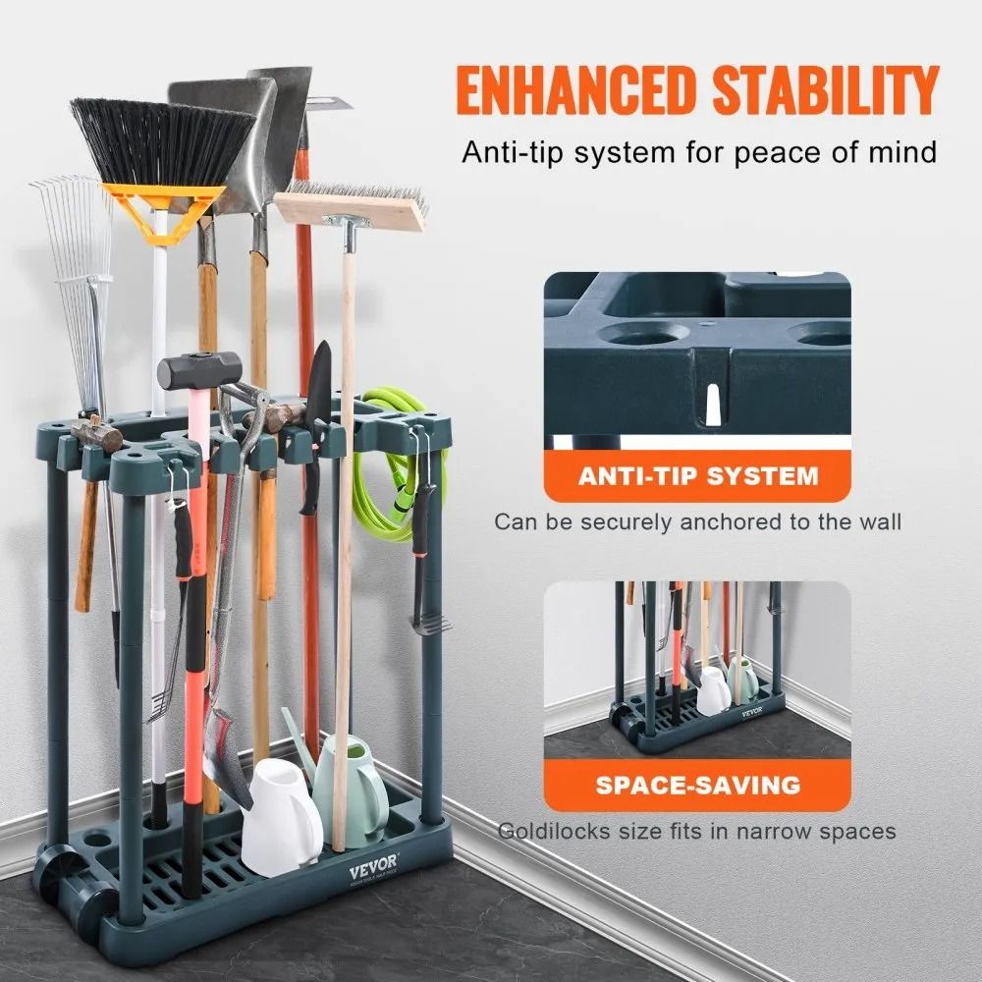 Garden Tool Organizer 10 Slots Garden Tool Storage Rack For Garage And Yard 5