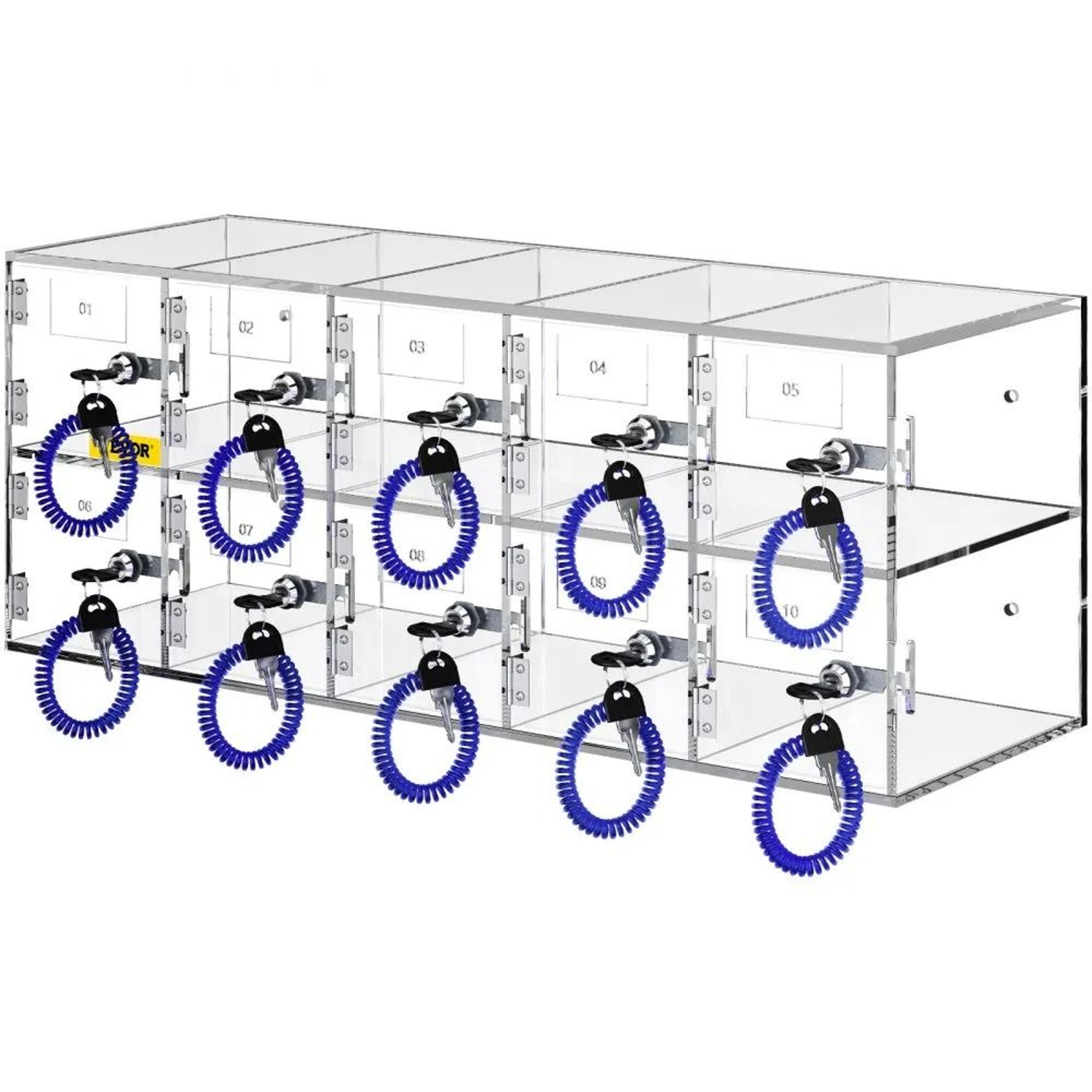 10 Slot Acrylic Cell Phone Locker With Locks Keys And Wall Mount Design 8