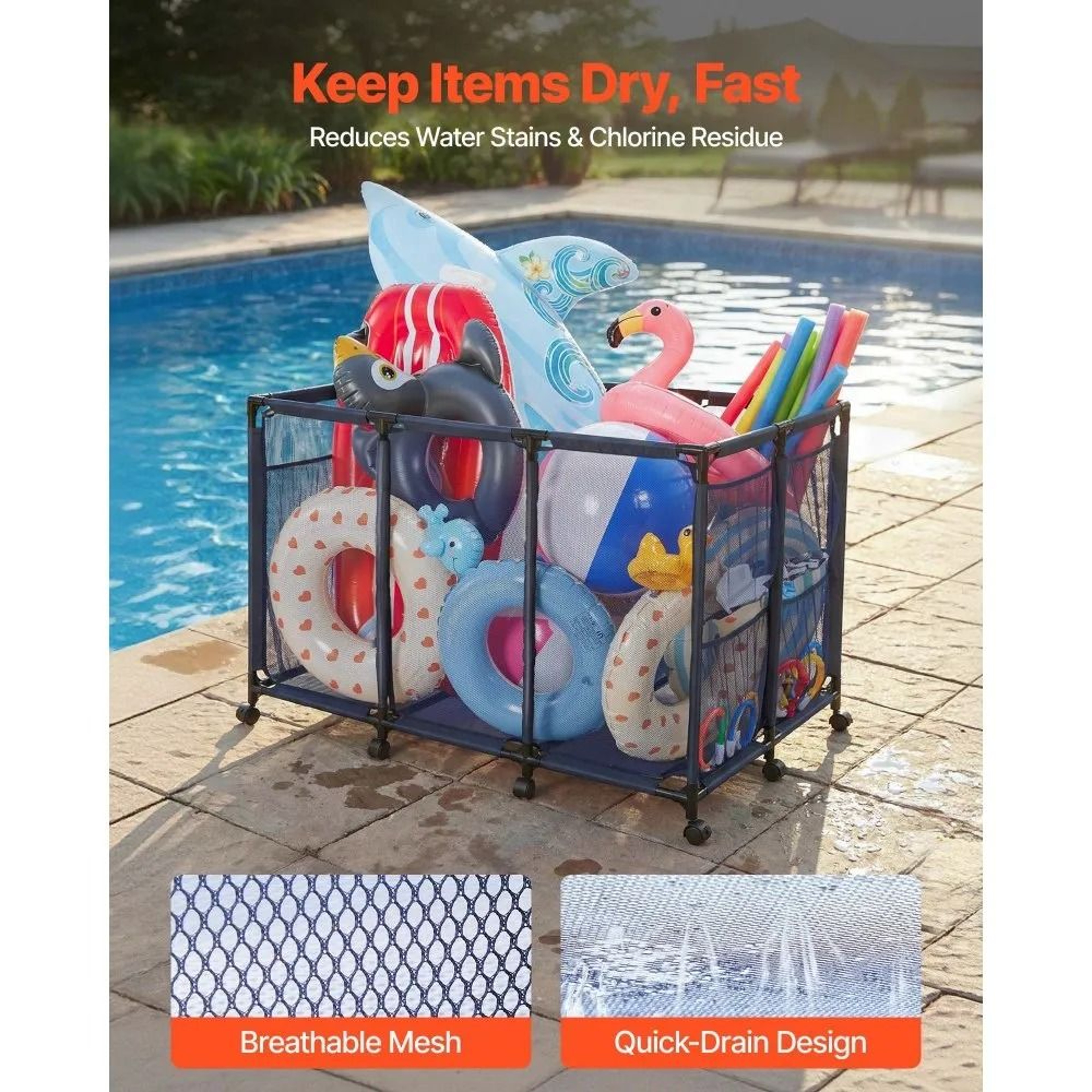 Rolling Pool Storage Bin Large Pool Float Storage Organizer With Wheels 5