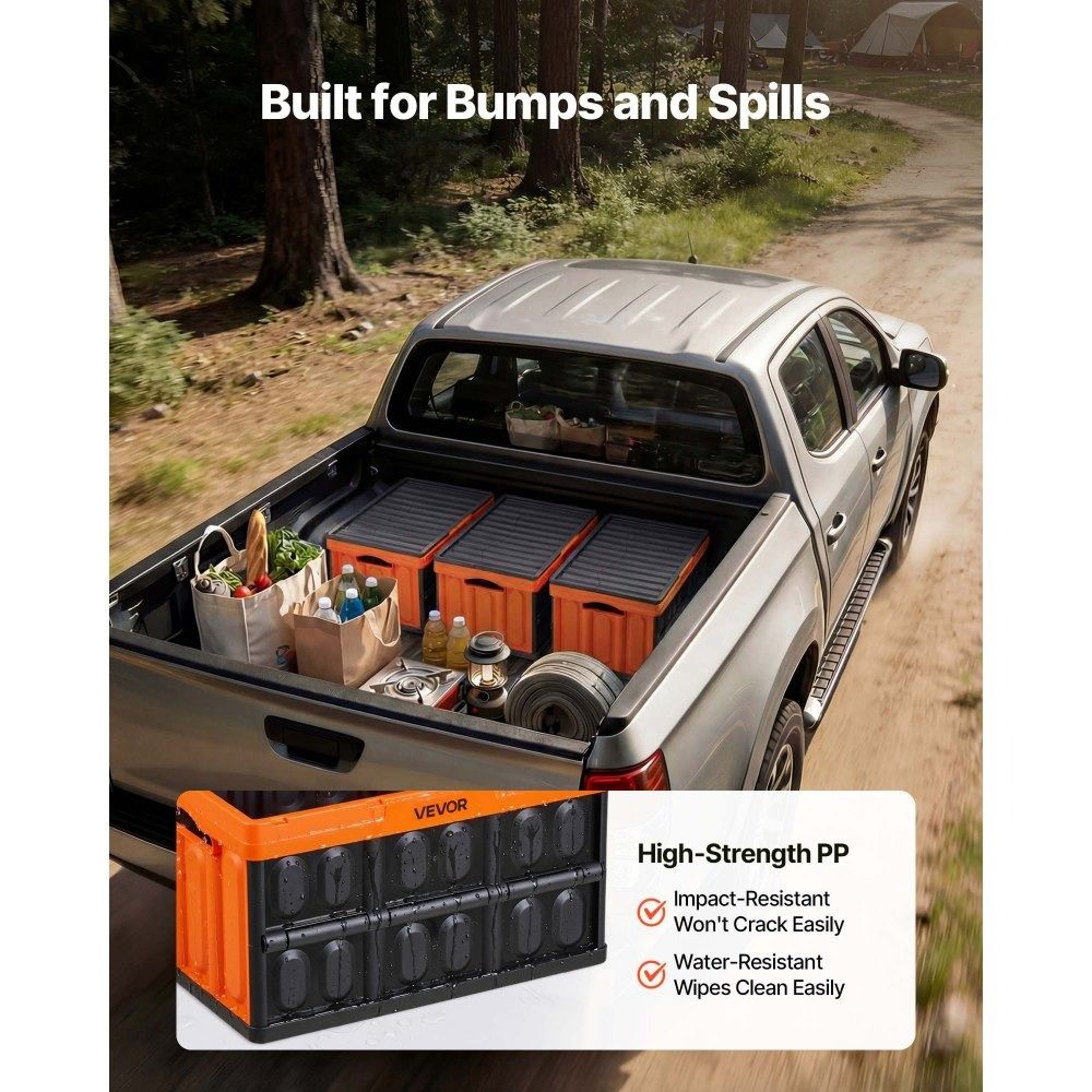 45L Collapsible Storage Bins With Lids Stackable Folding Crates 2