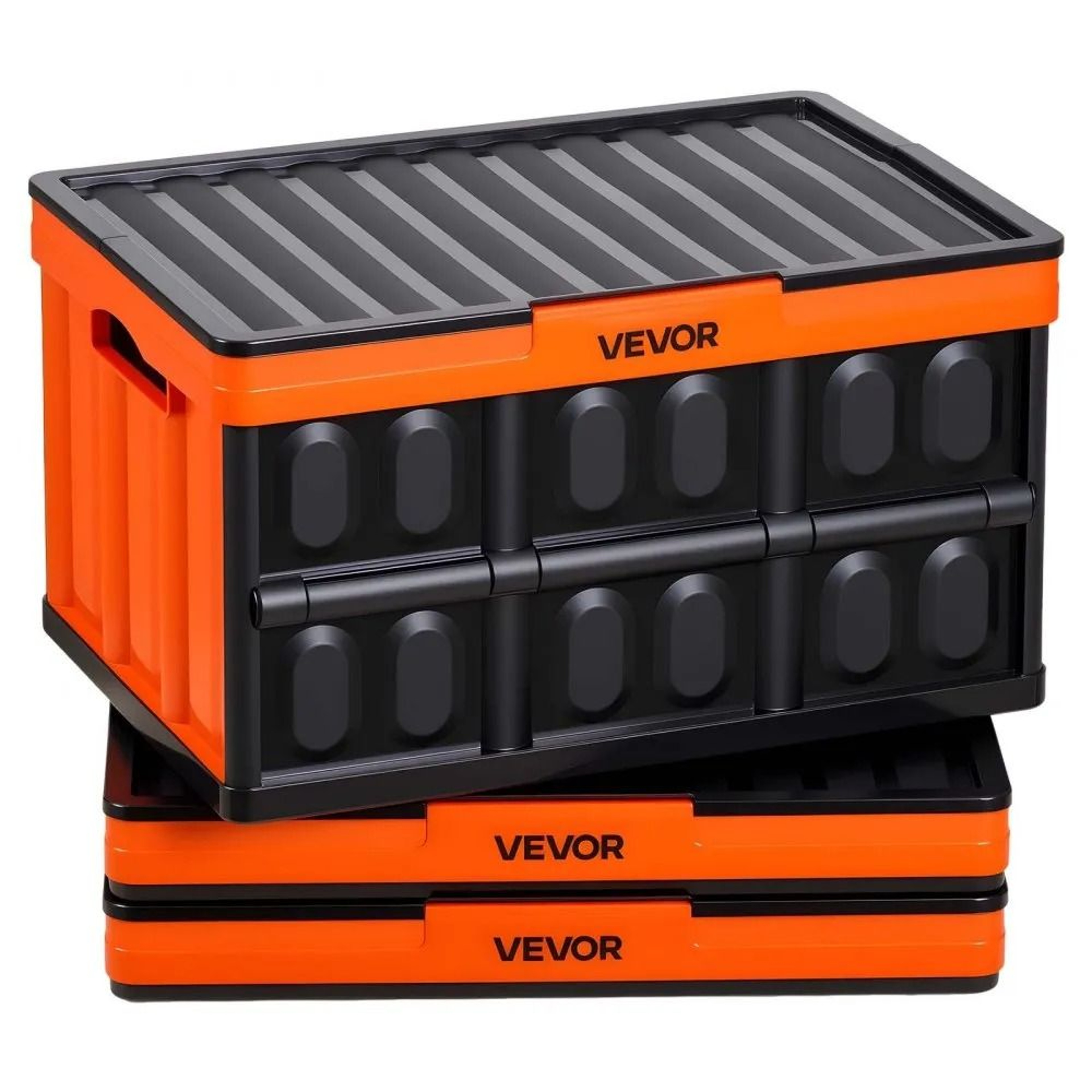 45L Collapsible Storage Bins With Lids Stackable Folding Crates 0