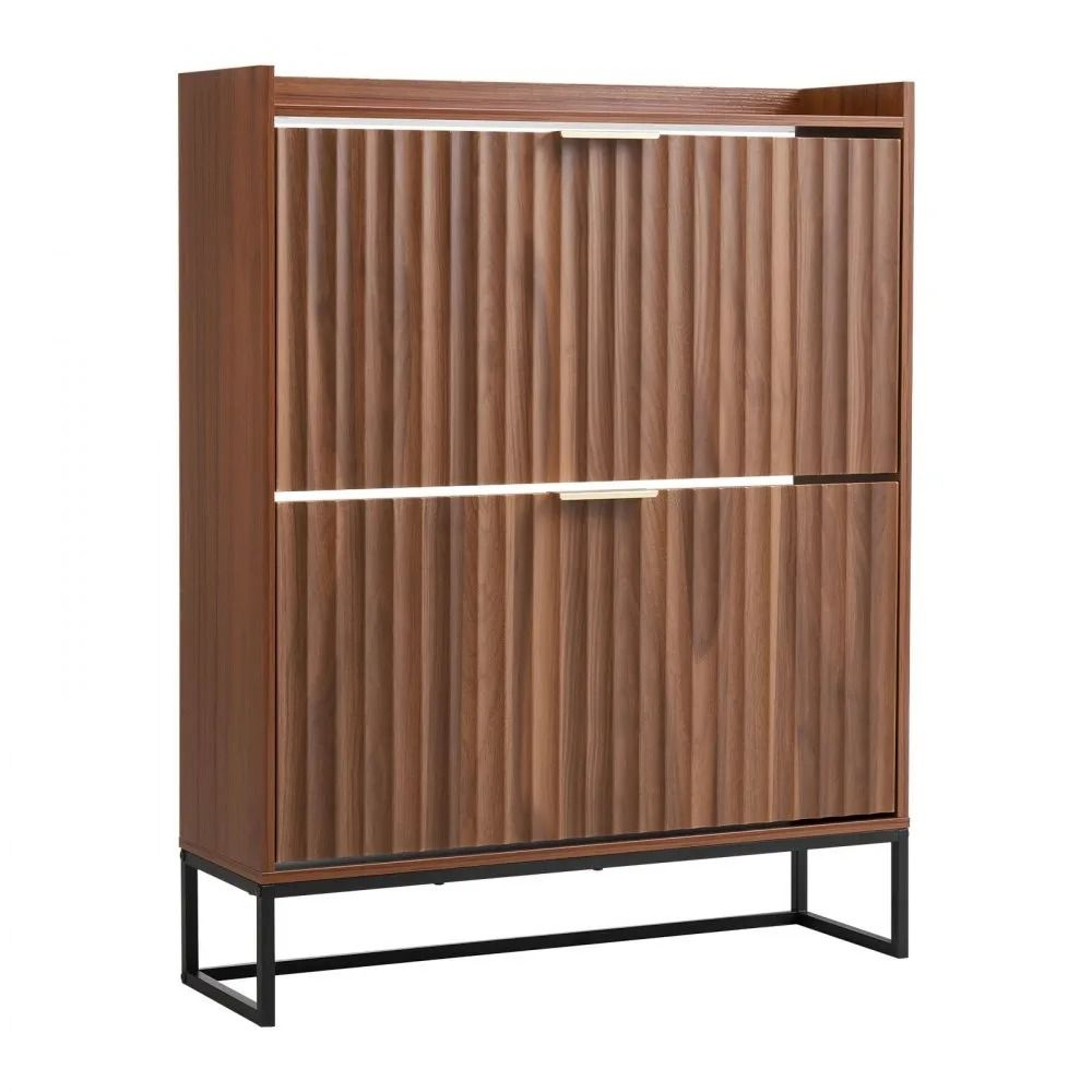 Mid Century Shoe Cabinet With 2 Flip Drawers Narrow Shoe Storage Organizer 0