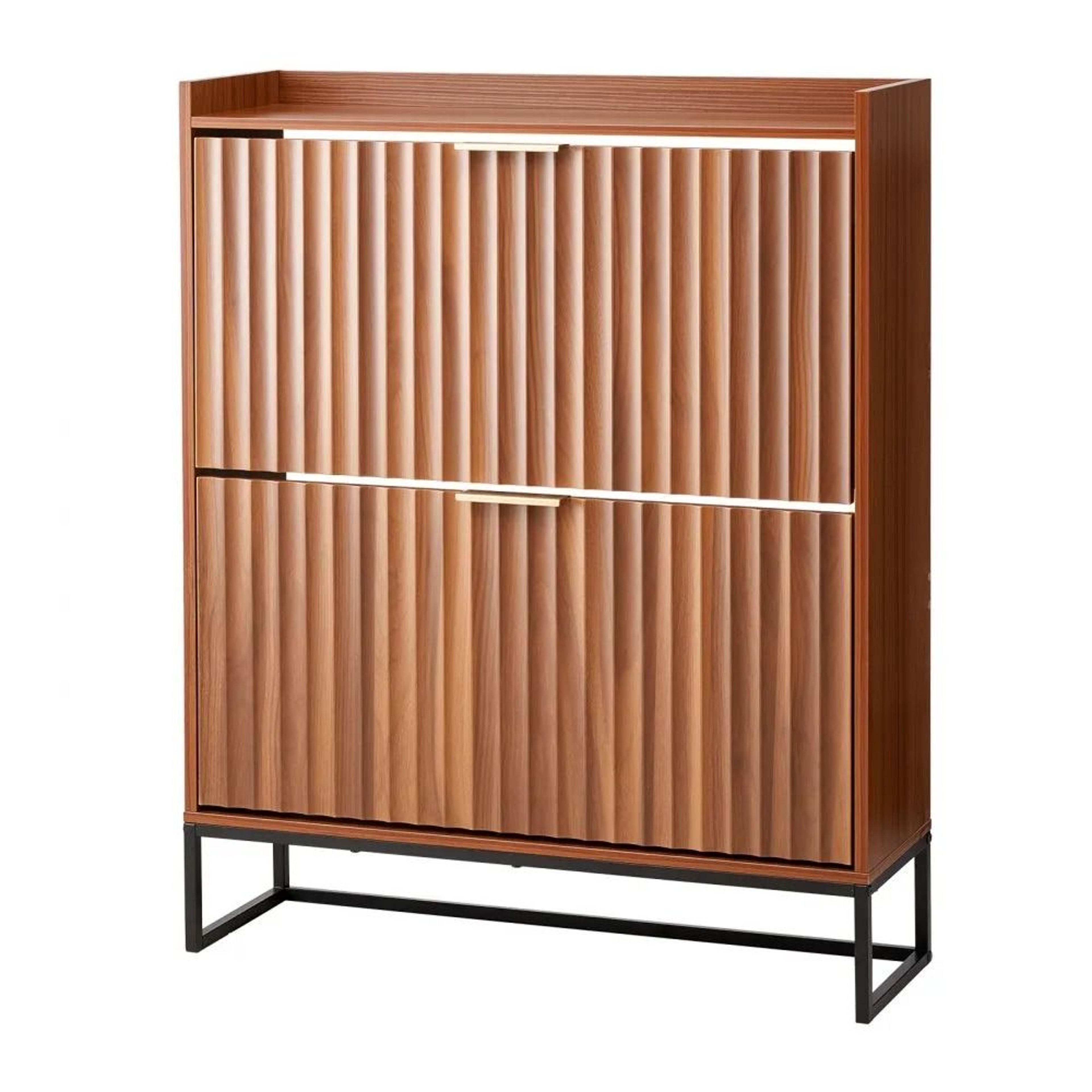 Mid Century Shoe Cabinet With 2 Flip Drawers Narrow Shoe Storage Organizer 10