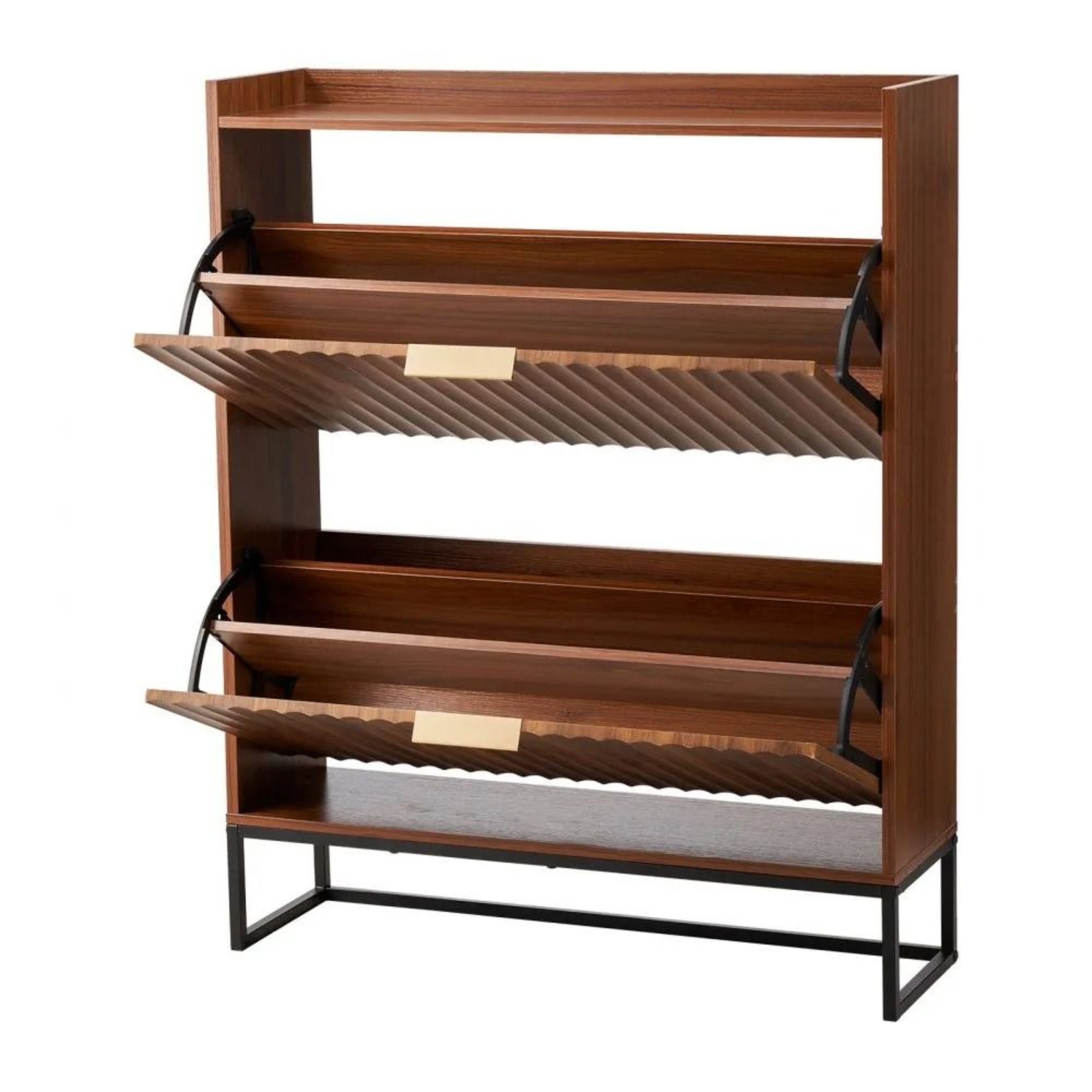 Mid Century Shoe Cabinet With 2 Flip Drawers Narrow Shoe Storage Organizer 11