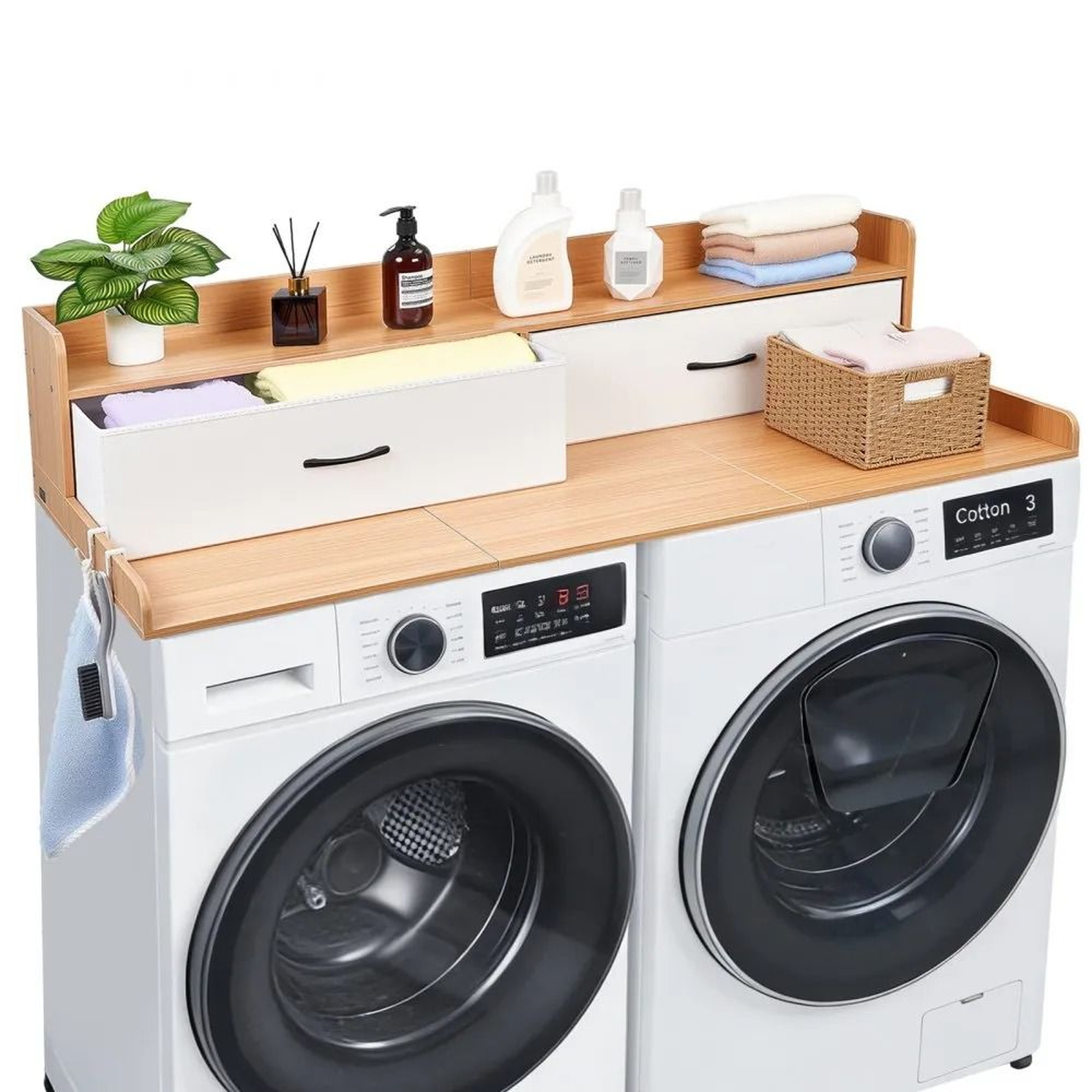 Washer Dryer Countertop With Shelf And Drawers Laundry Storage Topper 7