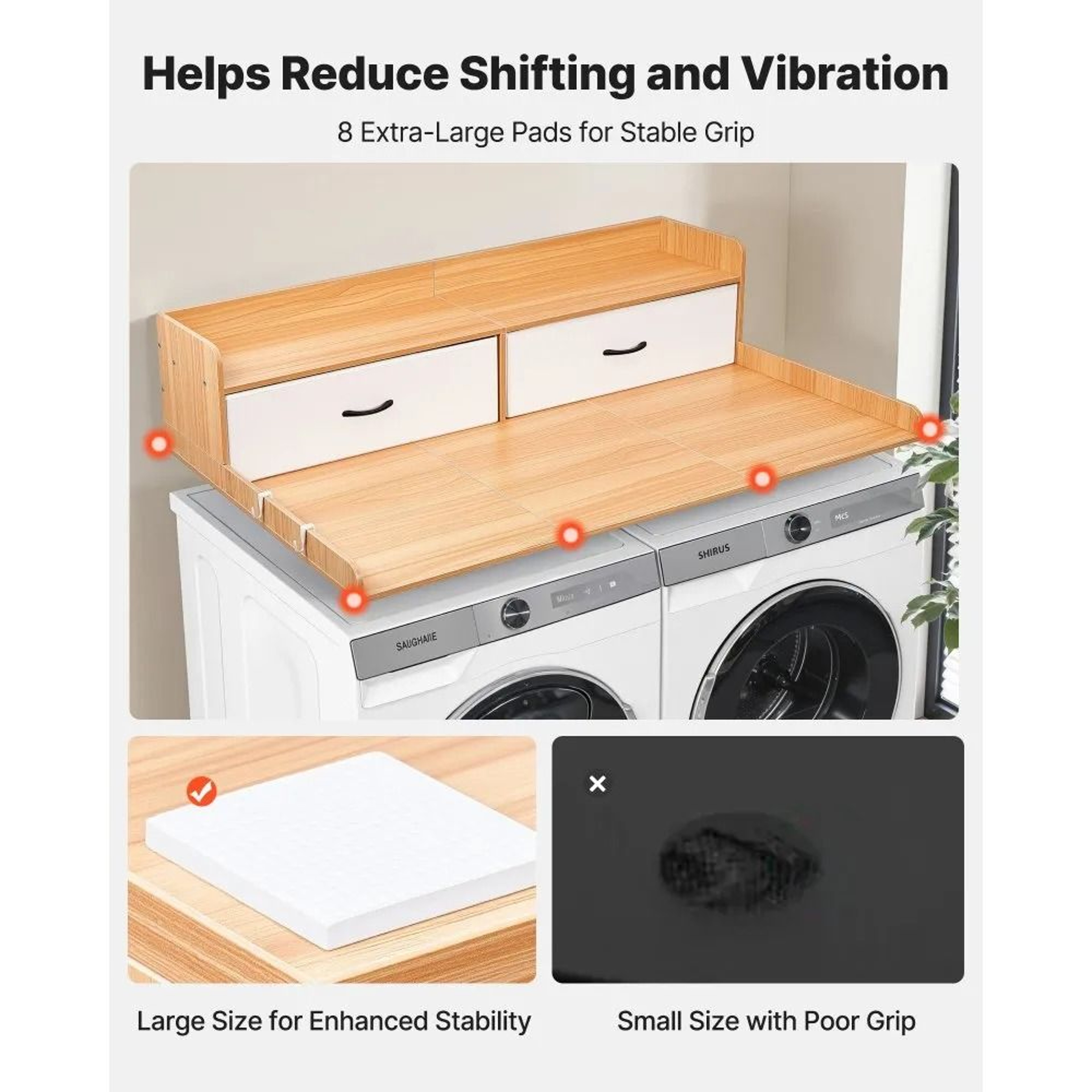 Washer Dryer Countertop With Shelf And Drawers Laundry Storage Topper 3