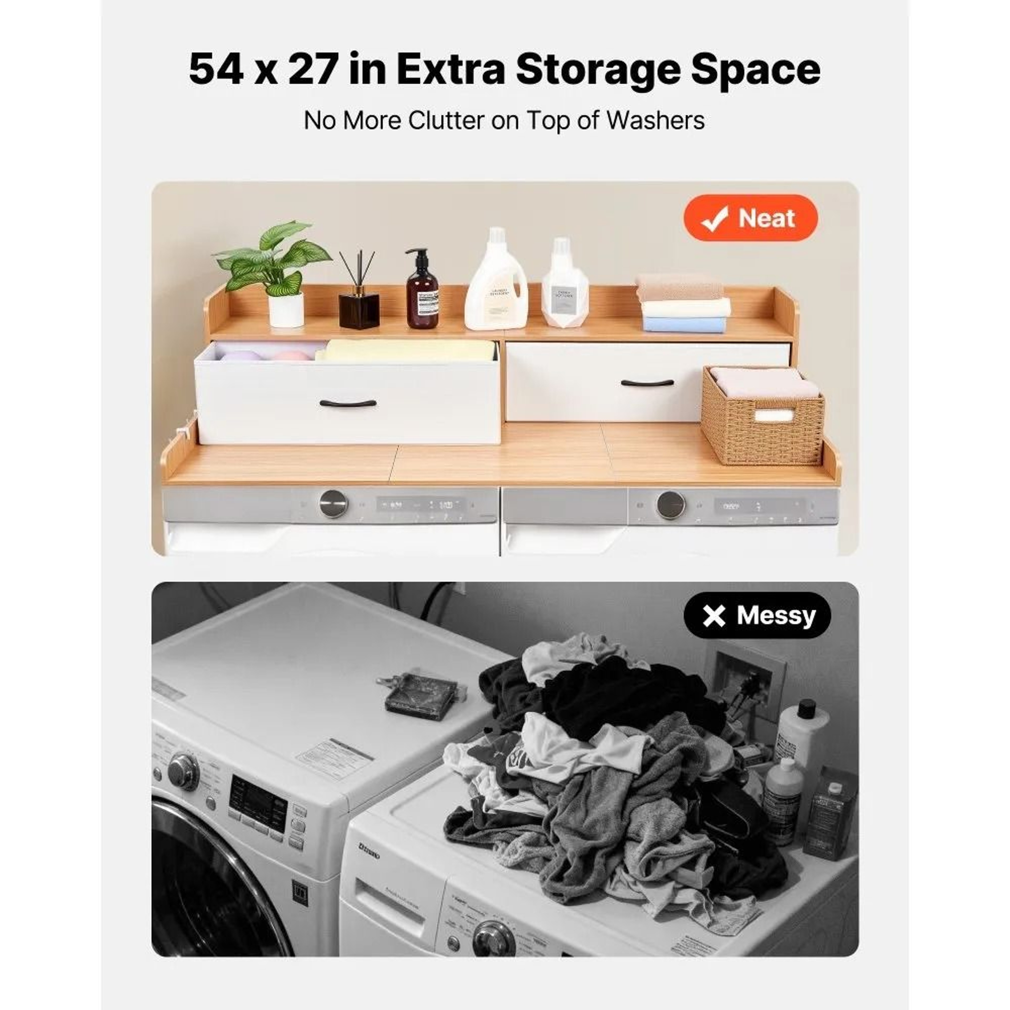 Washer Dryer Countertop With Shelf And Drawers Laundry Storage Topper 5