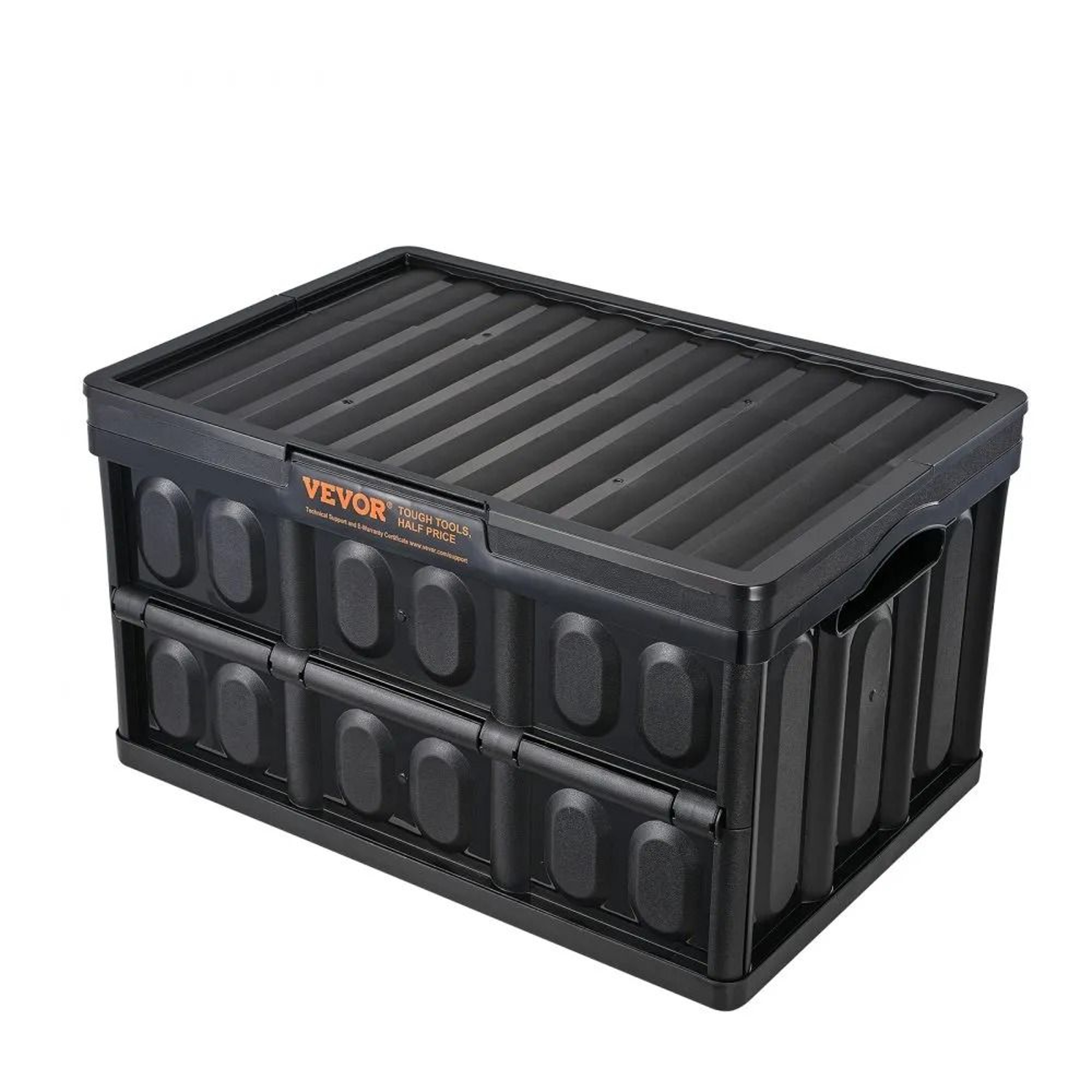 Collapsible Storage Bins With Lids 45L Stackable Folding Organizer Crates With Handles 8