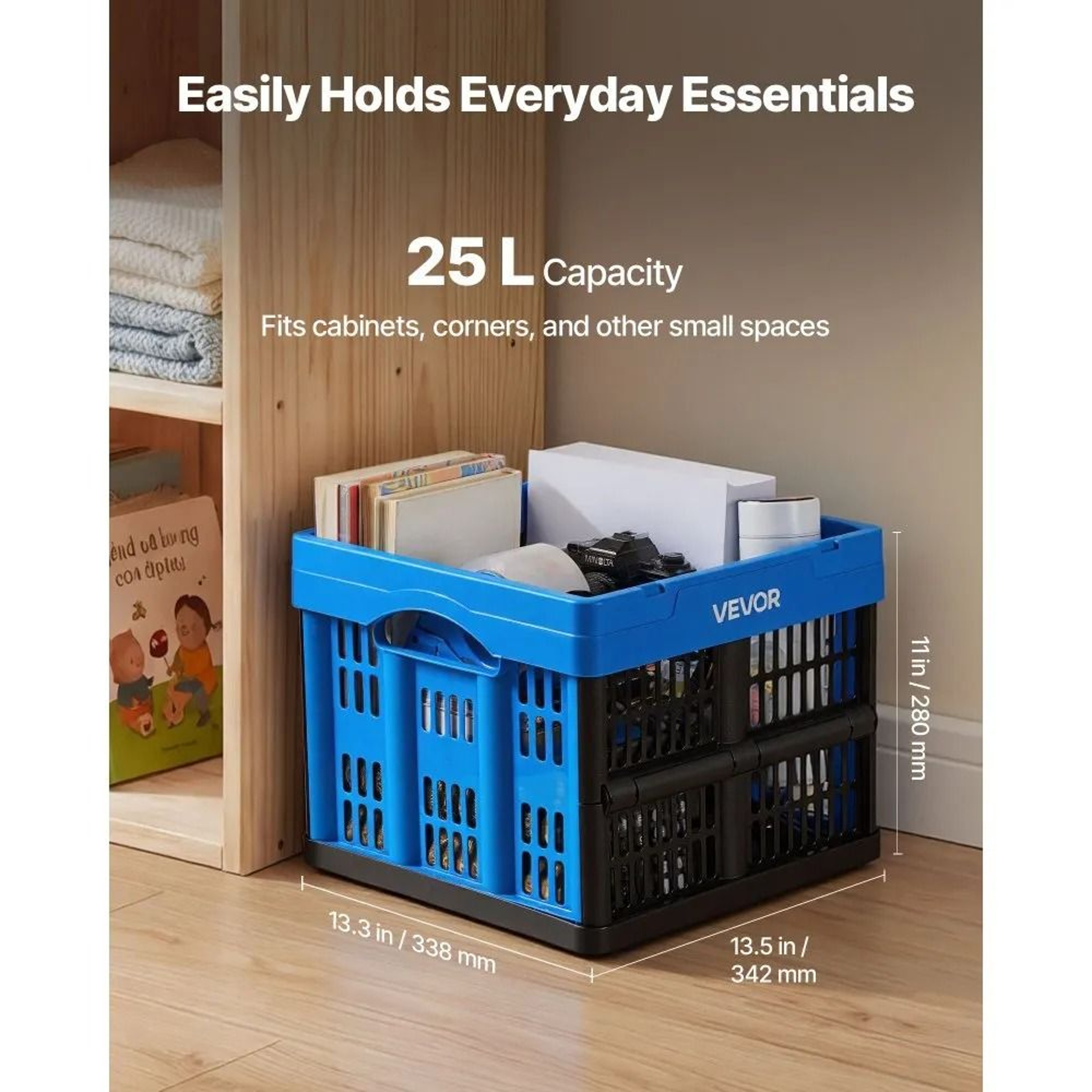 25L Collapsible Storage Bins 3 Pack Stackable Folding Storage Crates With Handles 5