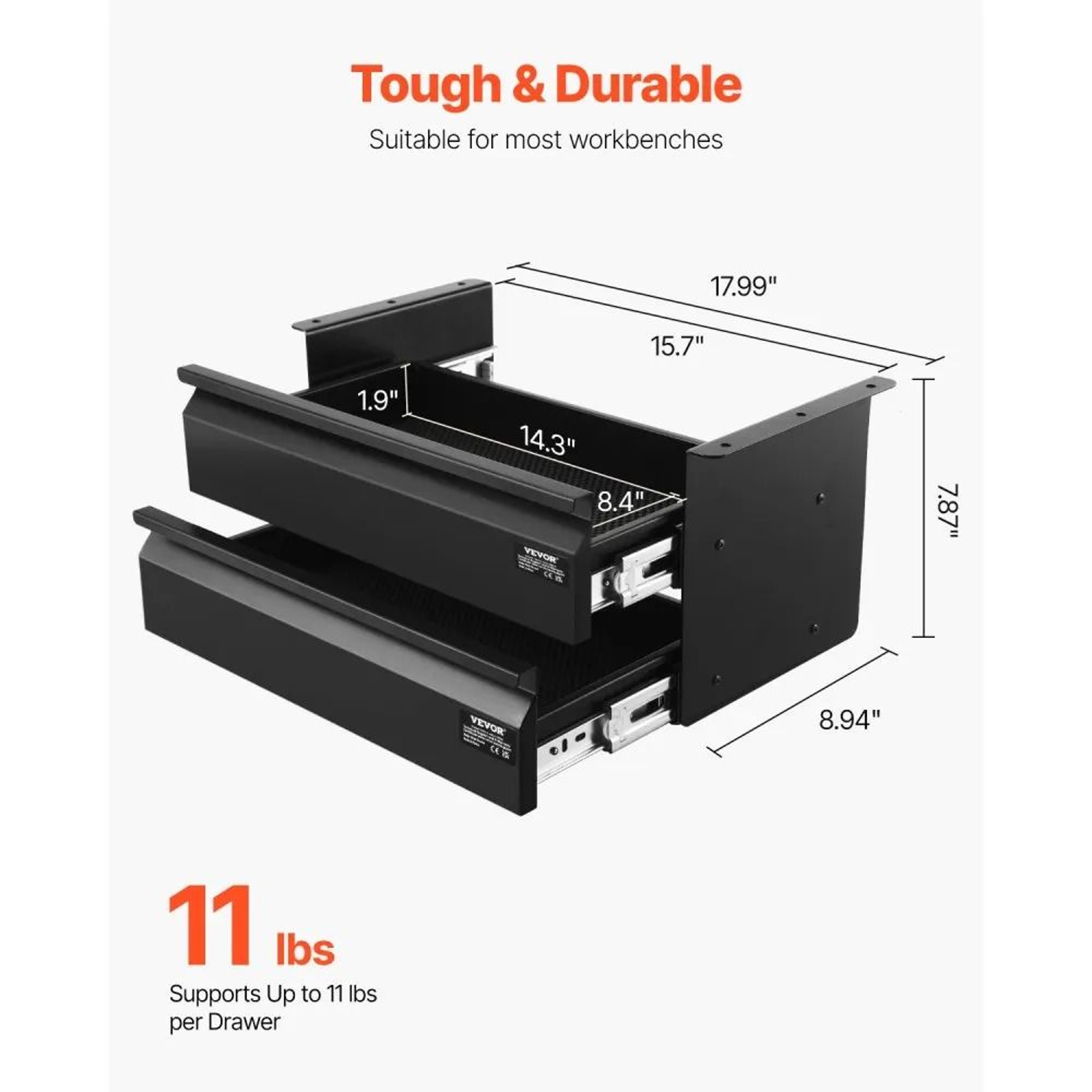 16 Inch Under Desk Drawer Organizer Slide Out Hidden Storage Drawer For Office Desk 5