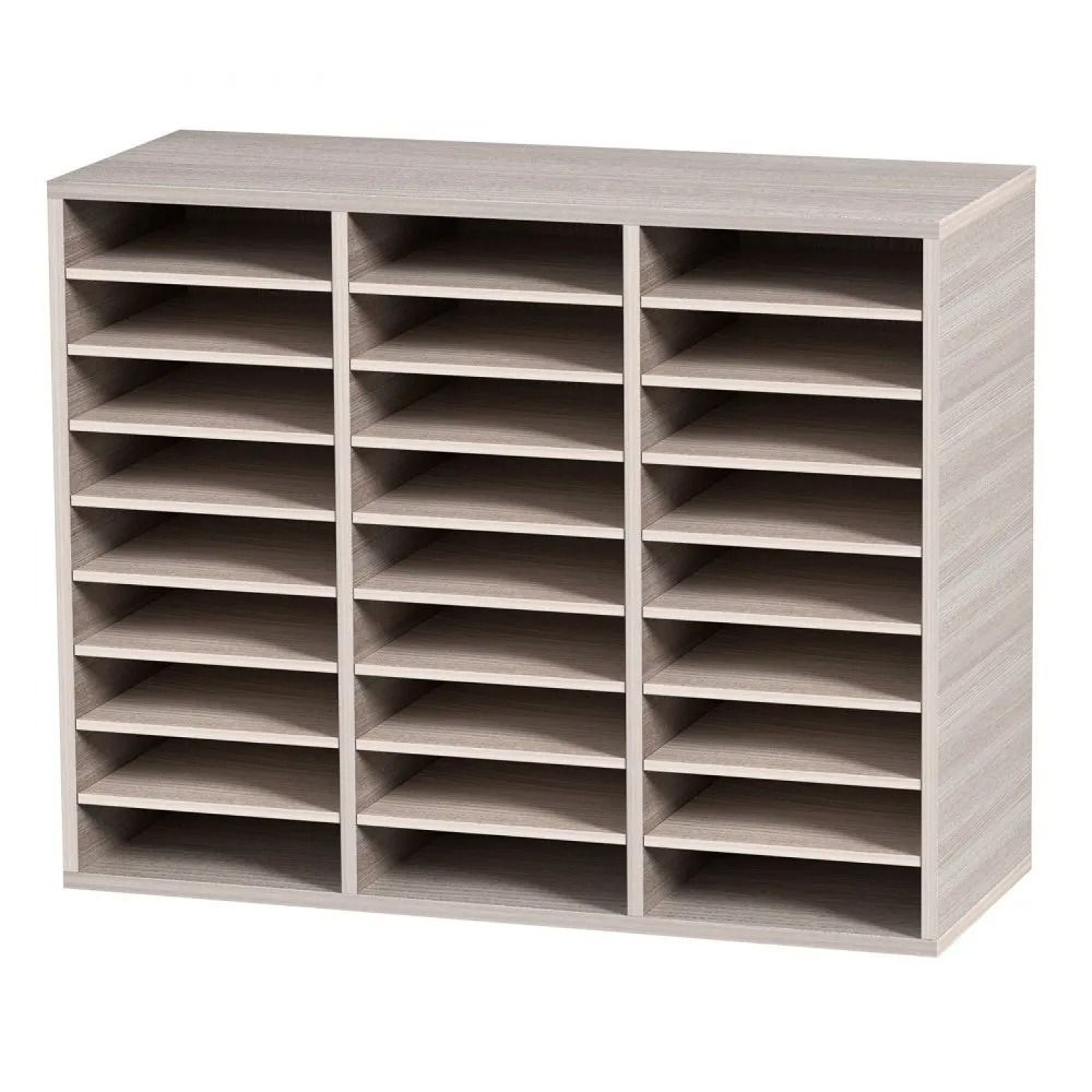 27 Slot Wood Literature Organizer Adjustable File Sorter For Office And School Storage 7