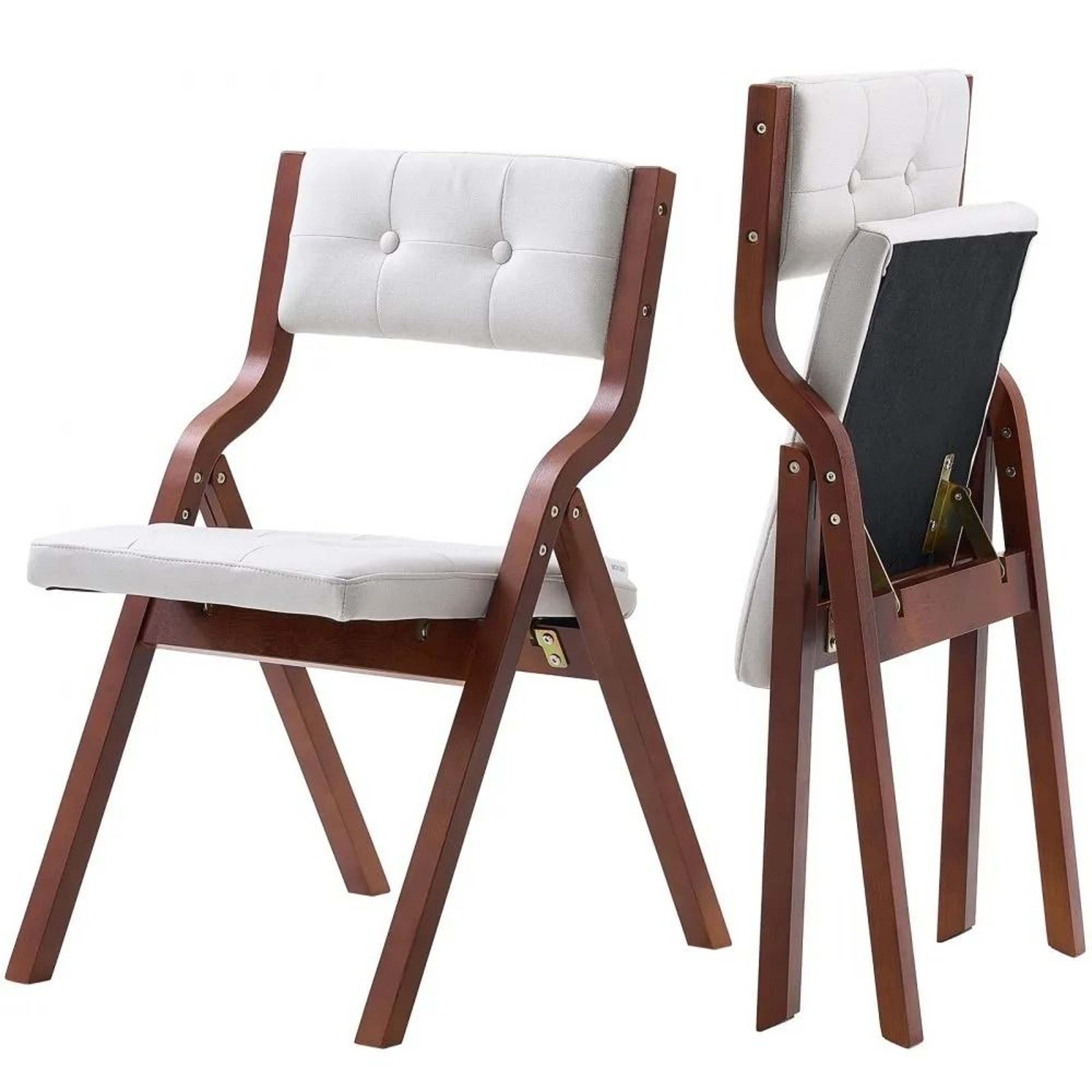 Wooden Folding Chairs With Cushion Set Of 2 Padded Foldable Dining Chairs 0