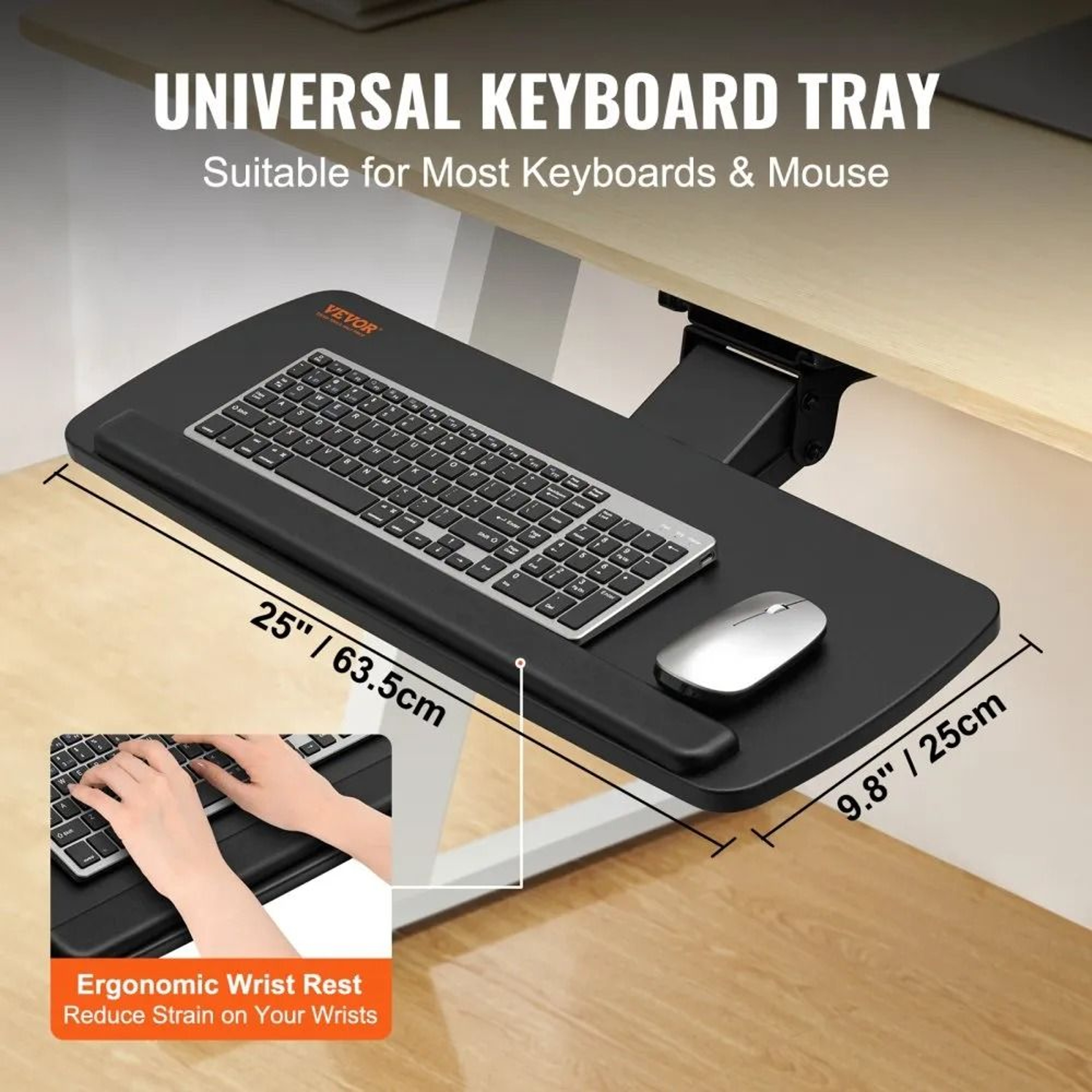 Adjustable Under Desk Keyboard Tray With Ergonomic Slide Out Design 1