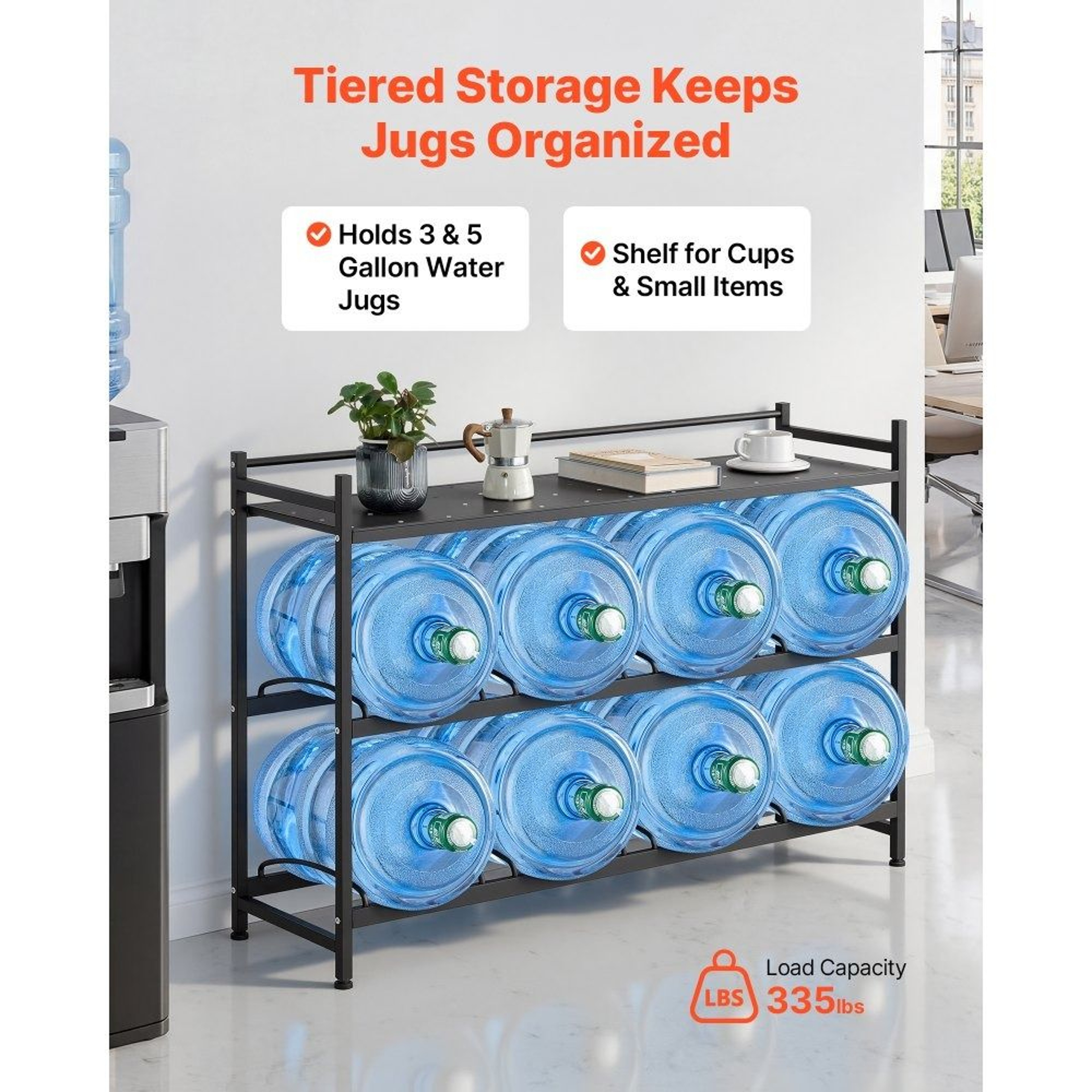 Water Jug Holder 8 Bottle Rack With Storage Shelf Heavy Duty Stand 1