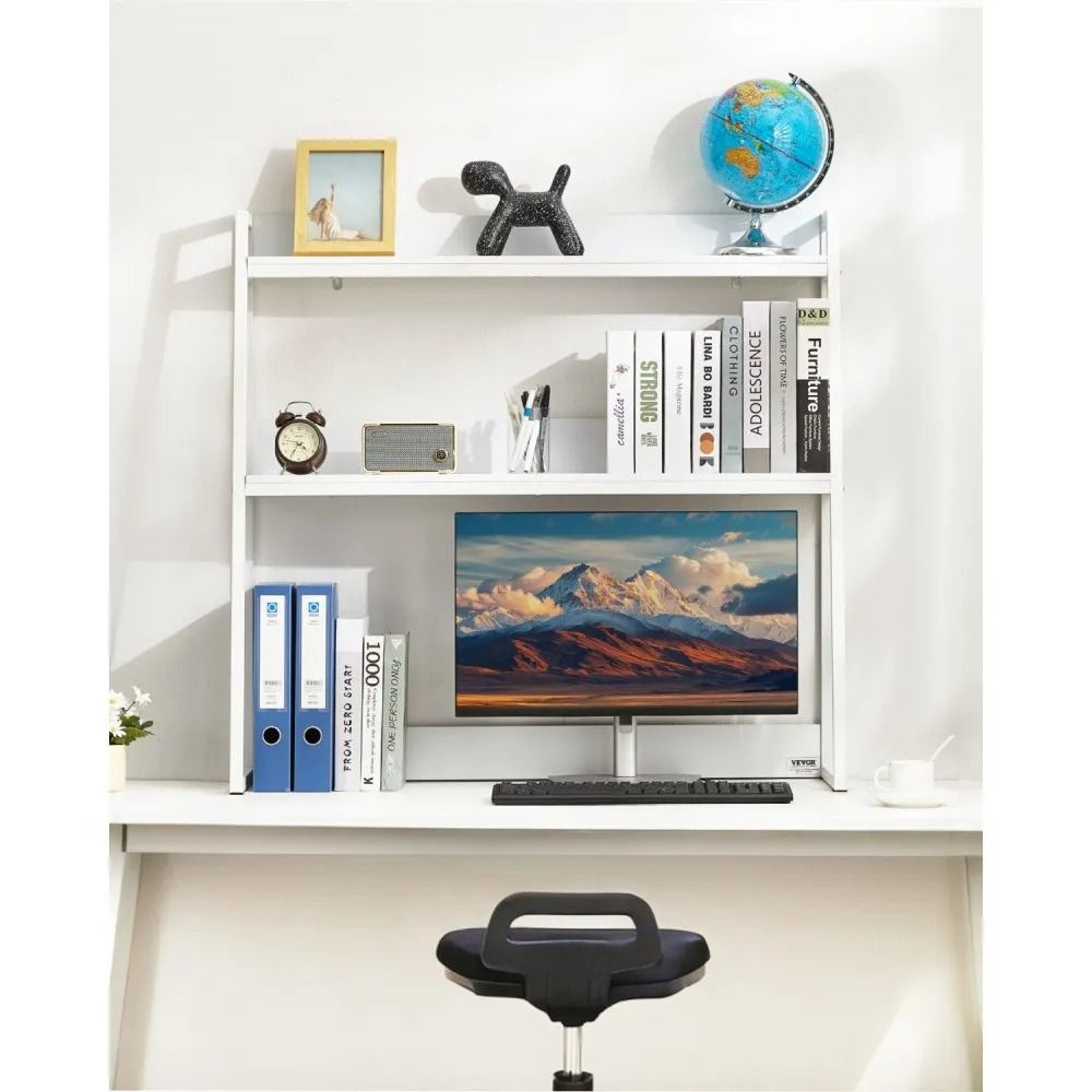 Desktop Bookshelf 2 Tier Desk Organizer Storage Shelf Hutch For Office Home Dorm 2