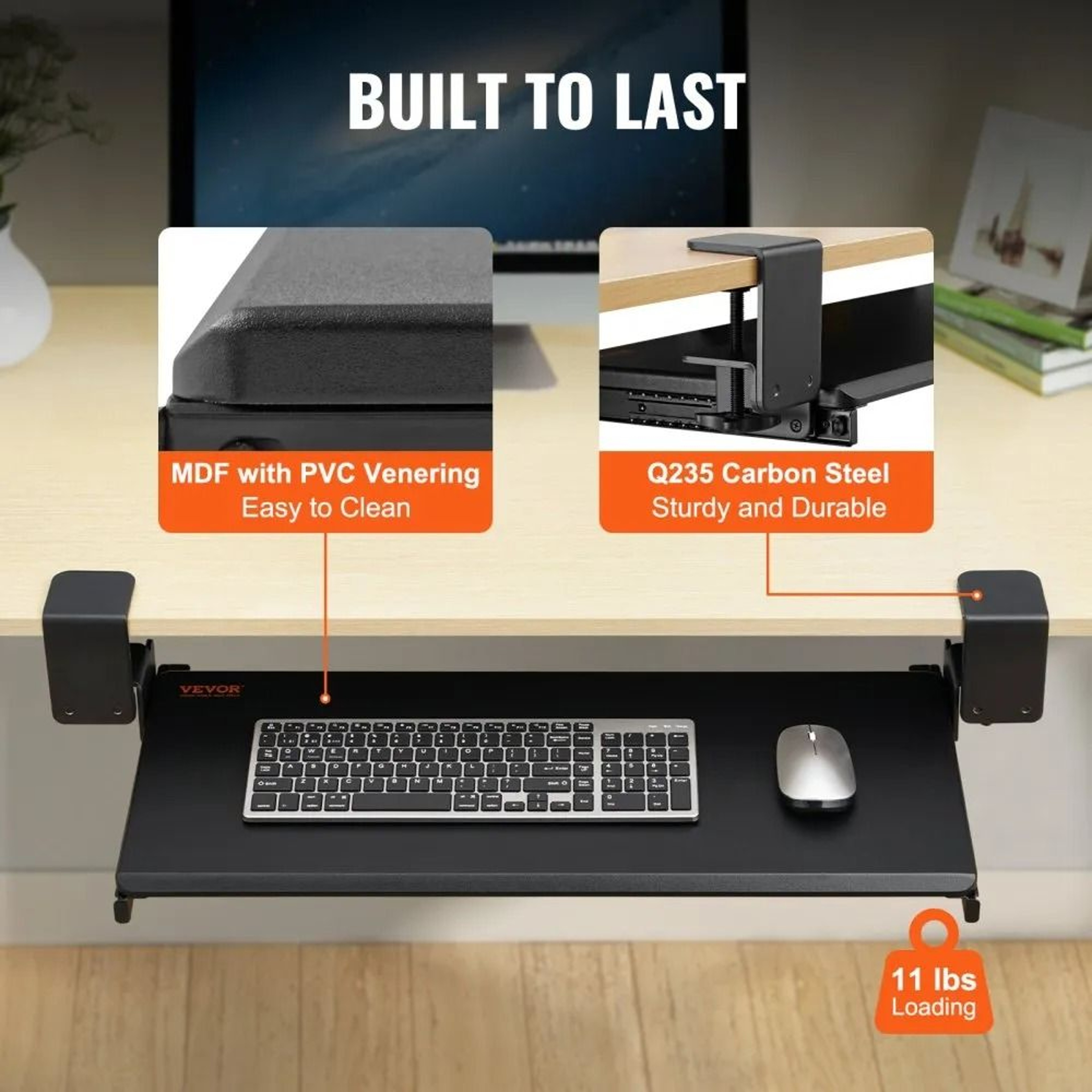 Clamp On Keyboard Tray Under Desk With Smooth Slide Out Design 2