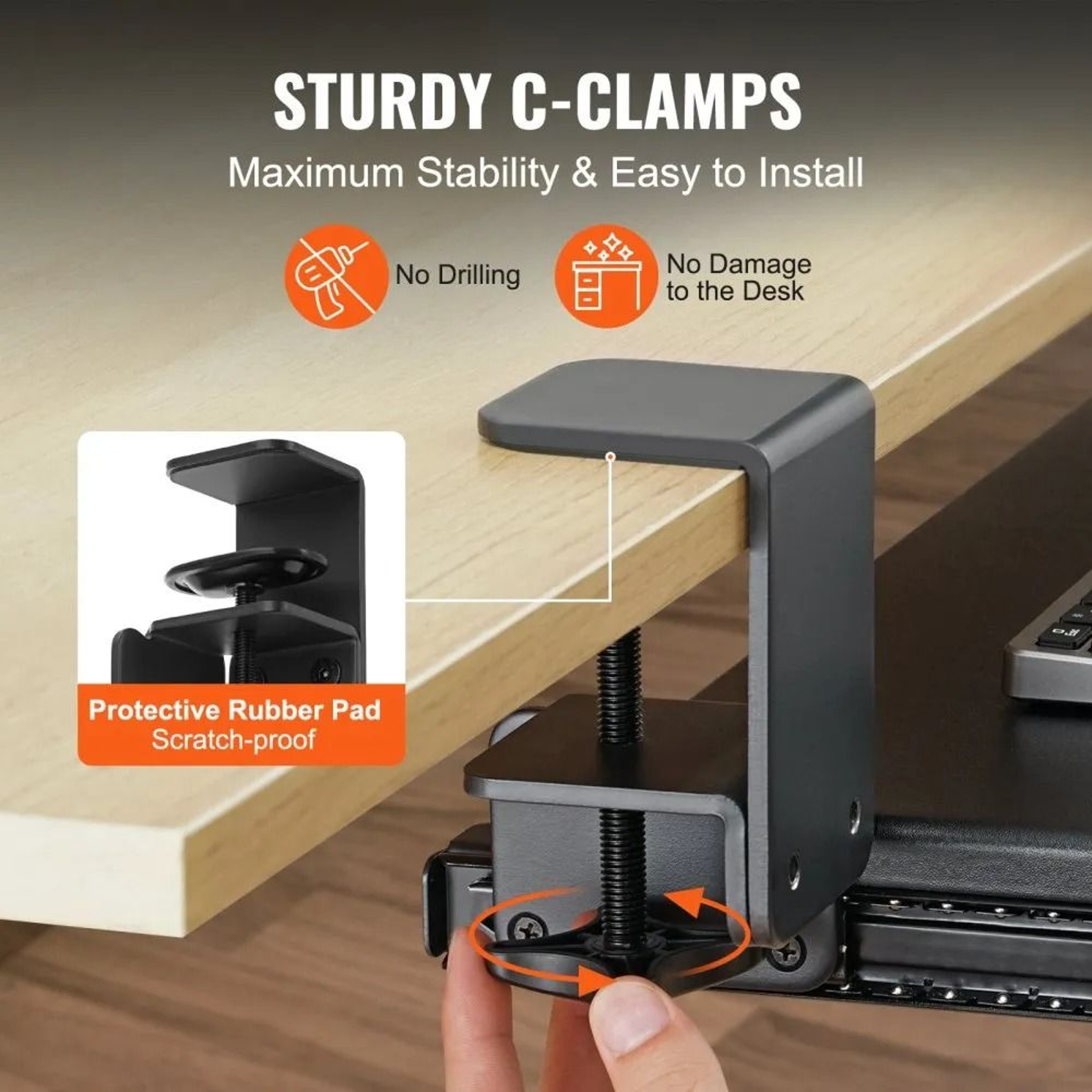 Clamp On Keyboard Tray Under Desk With Smooth Slide Out Design 5