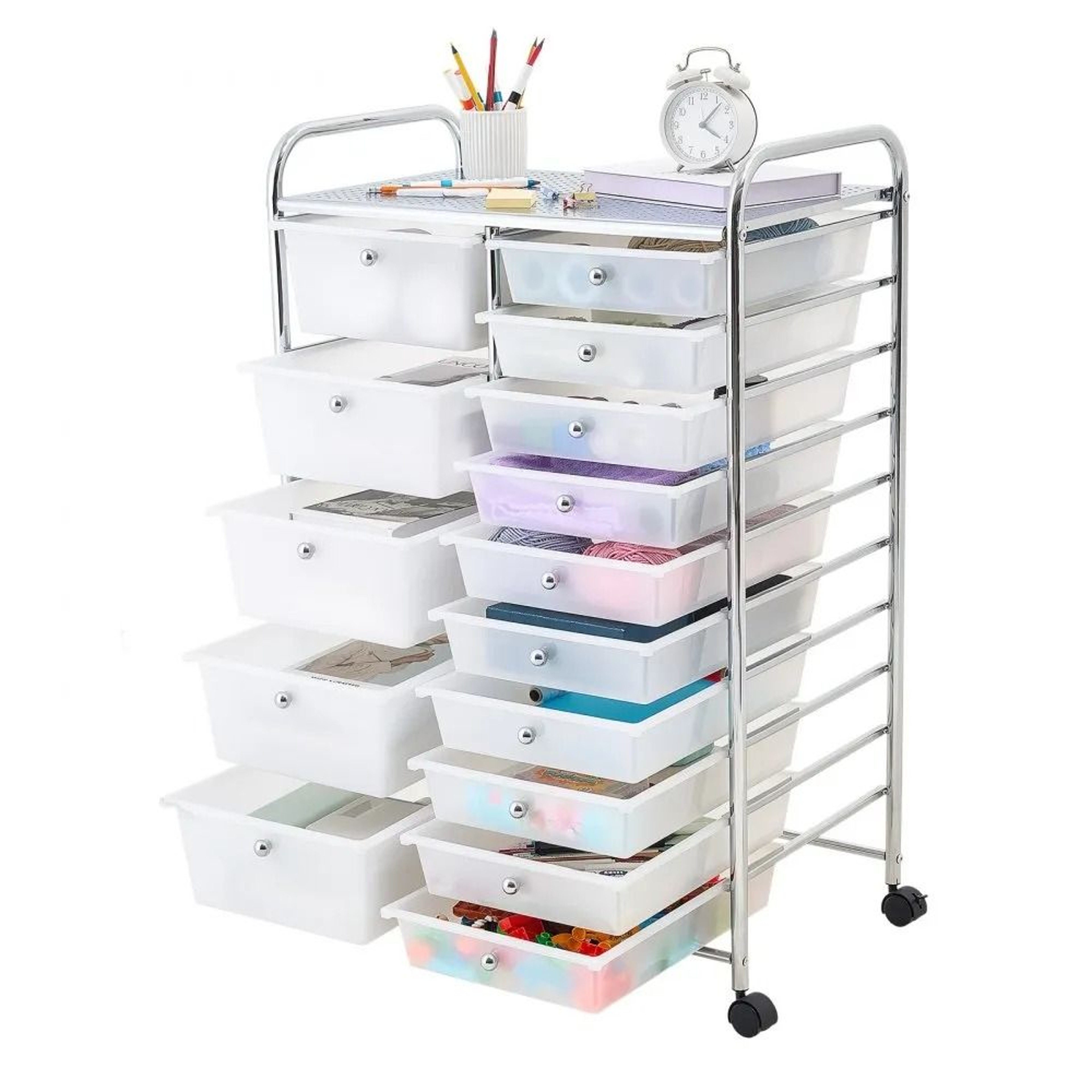 15 Drawer Rolling Cart Storage Organizer With Steel Frame 0