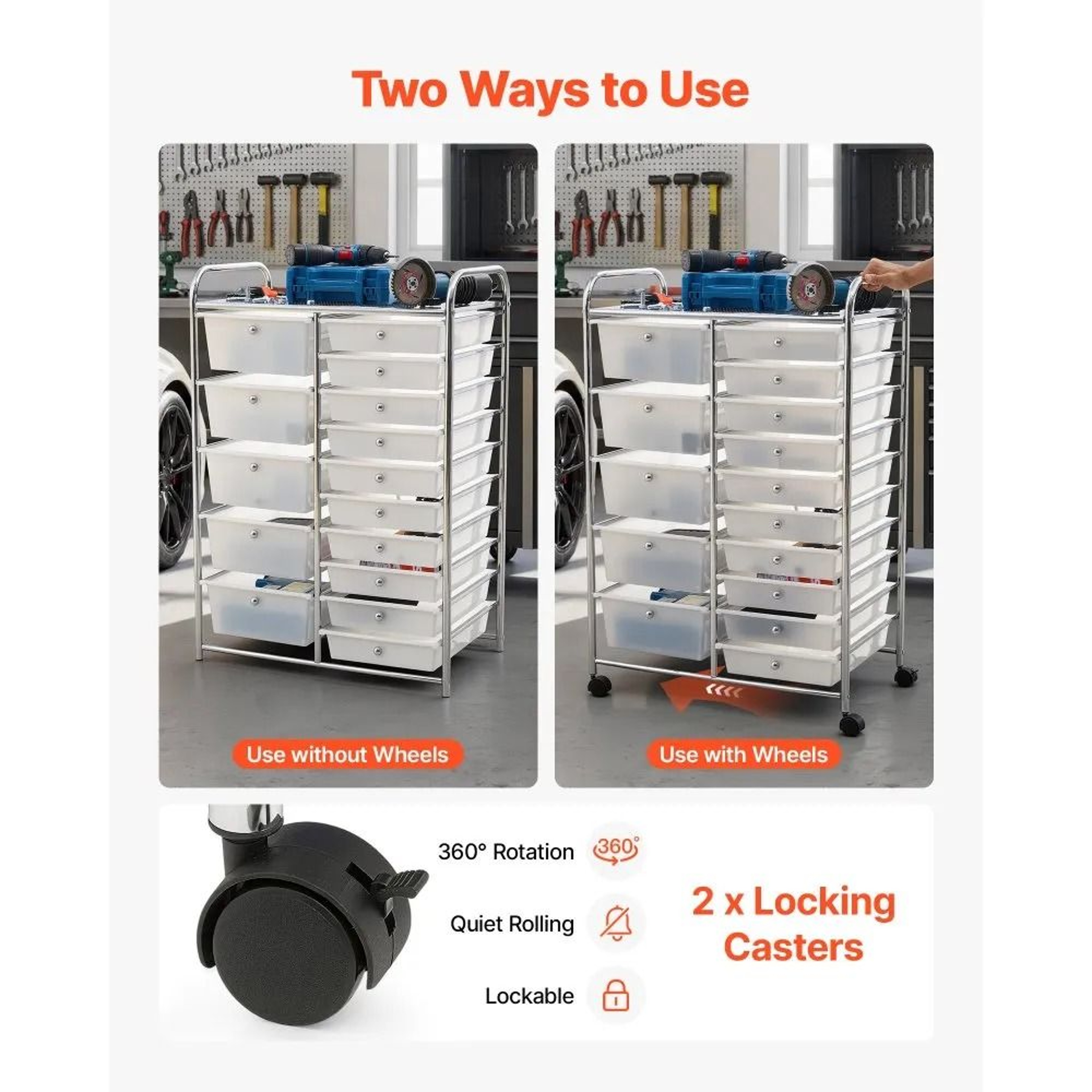 15 Drawer Rolling Cart Storage Organizer With Steel Frame 6