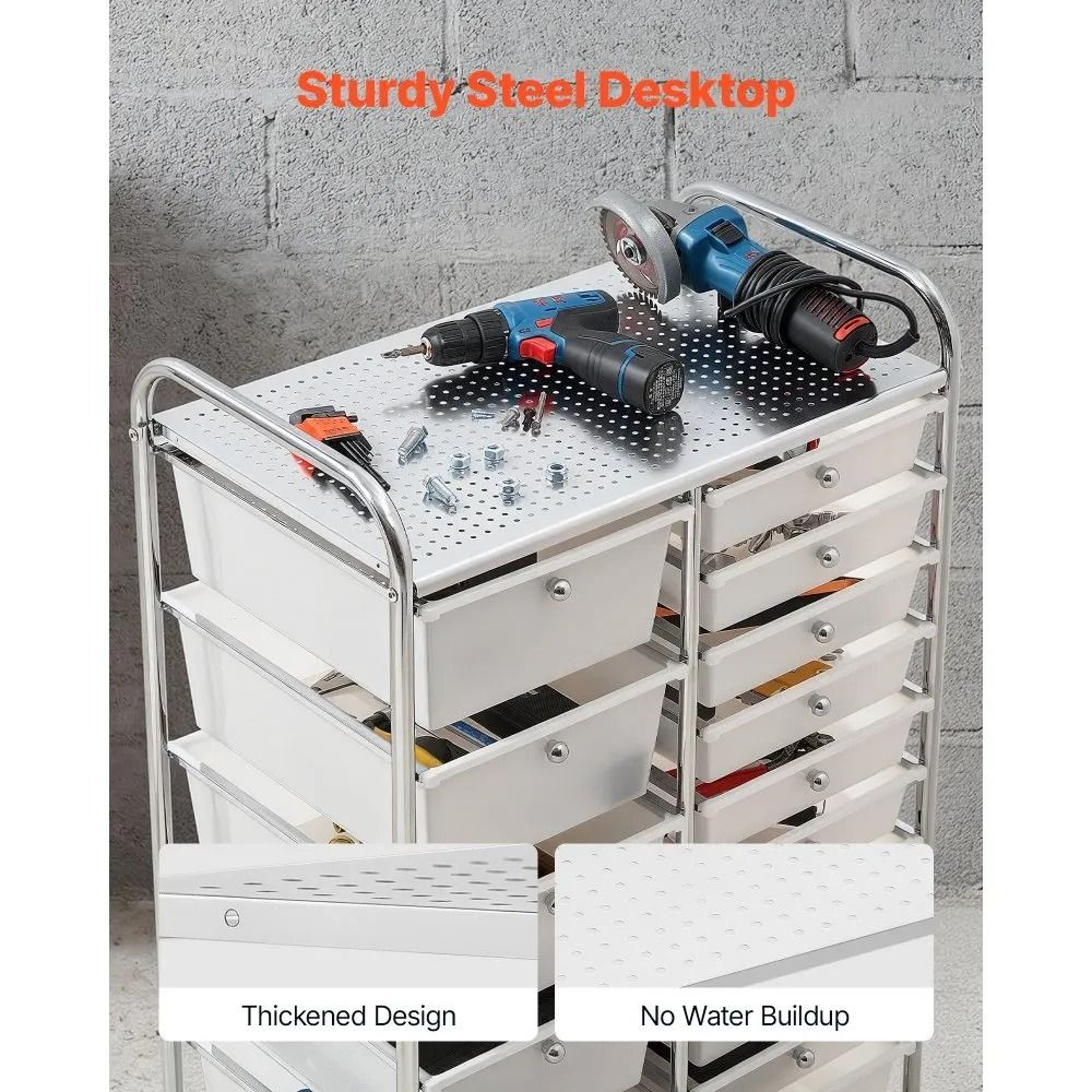 15 Drawer Rolling Cart Storage Organizer With Steel Frame 3