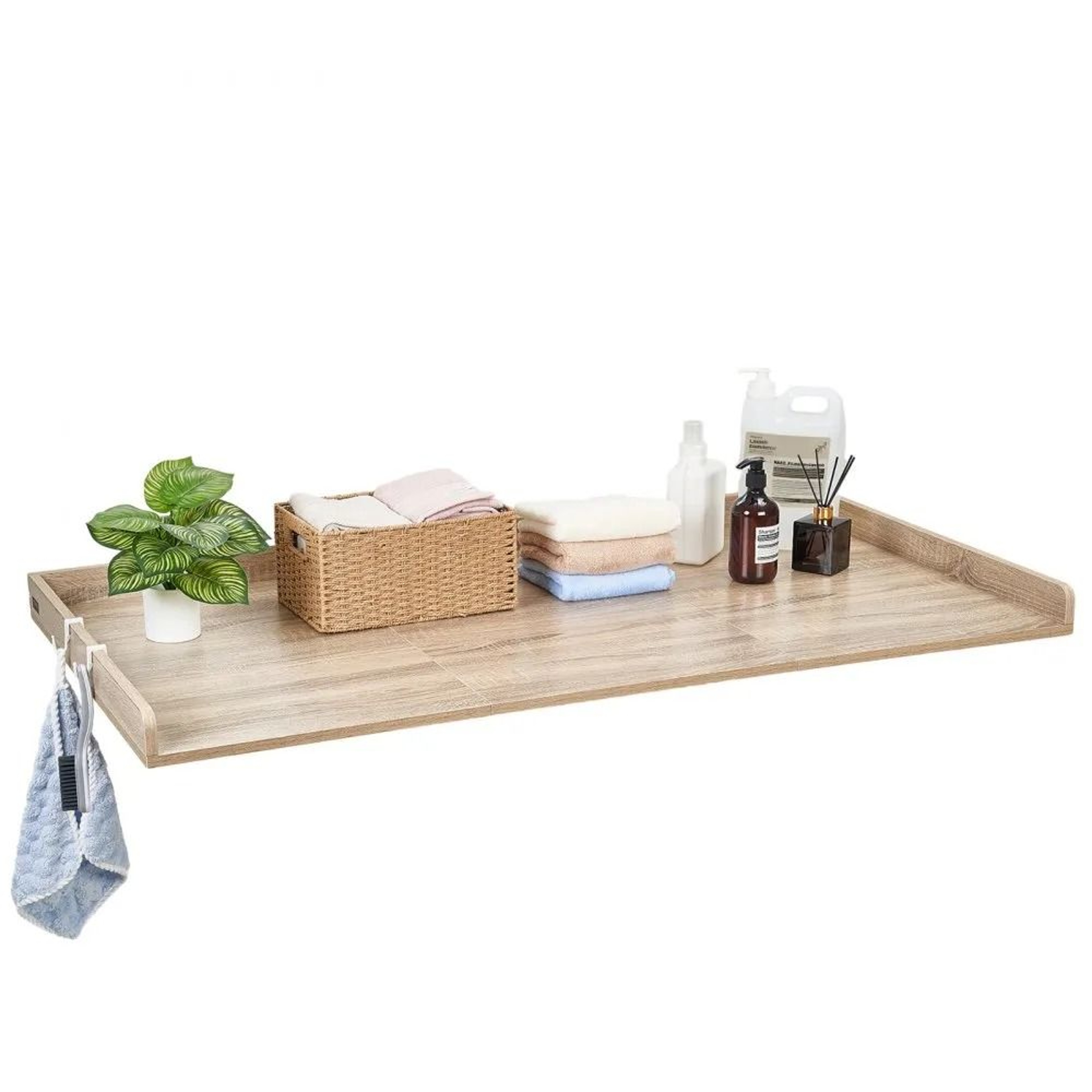 Washer Dryer Countertop 54 Inch Wooden Laundry Topper With Storage Edge 7