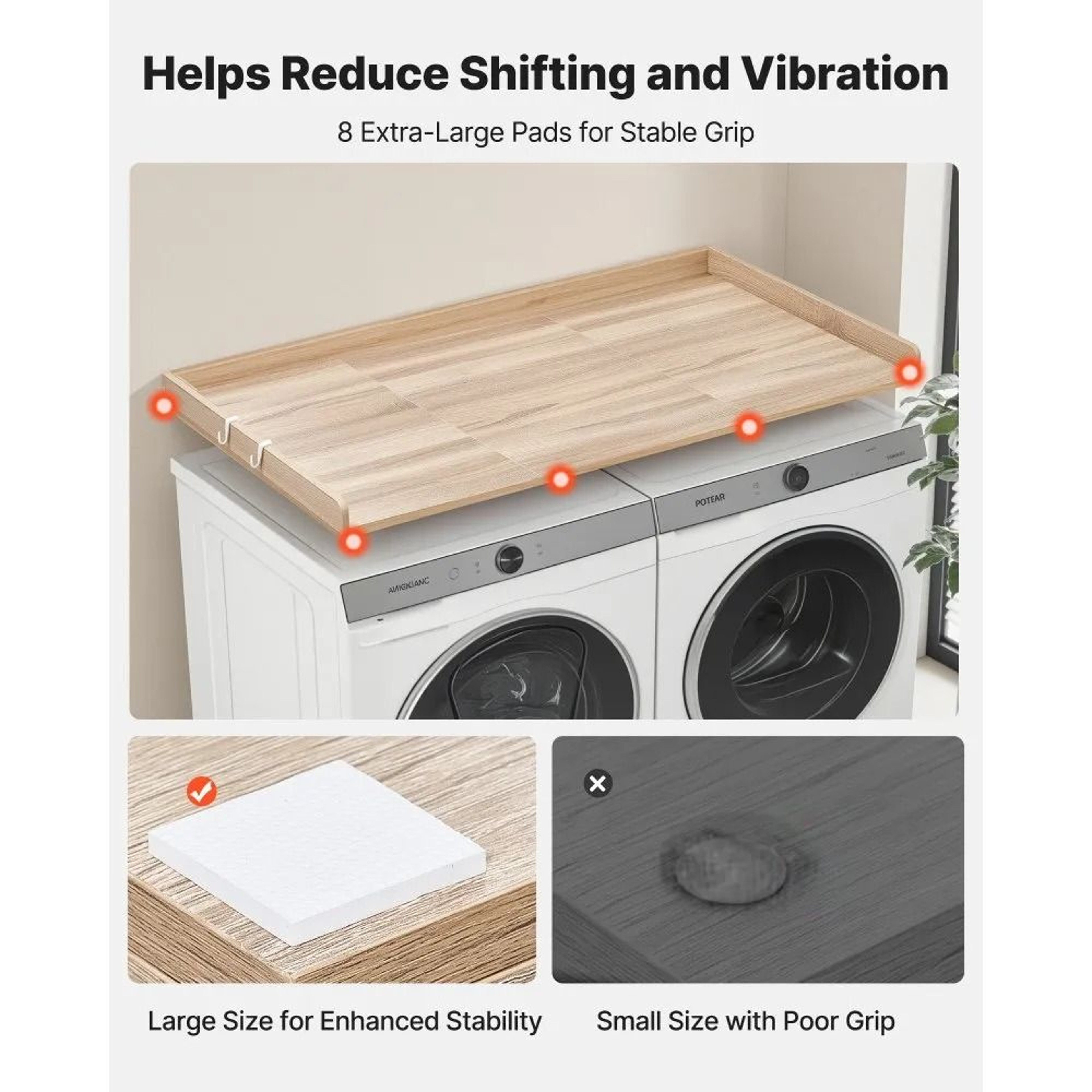 Washer Dryer Countertop 54 Inch Wooden Laundry Topper With Storage Edge 2