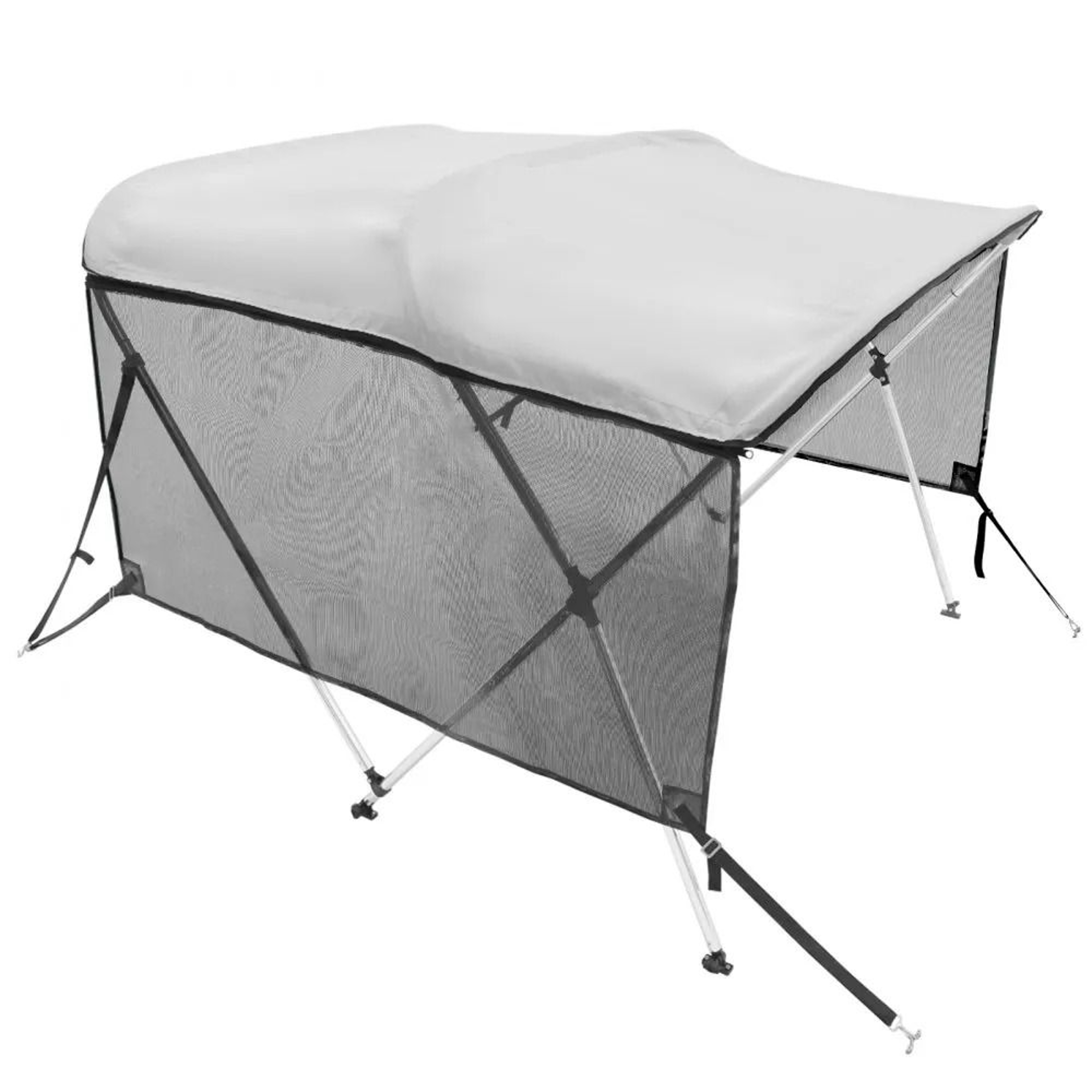 3 Bow Bimini Top Boat Cover With Mesh Sidewalls 600D Canopy 3