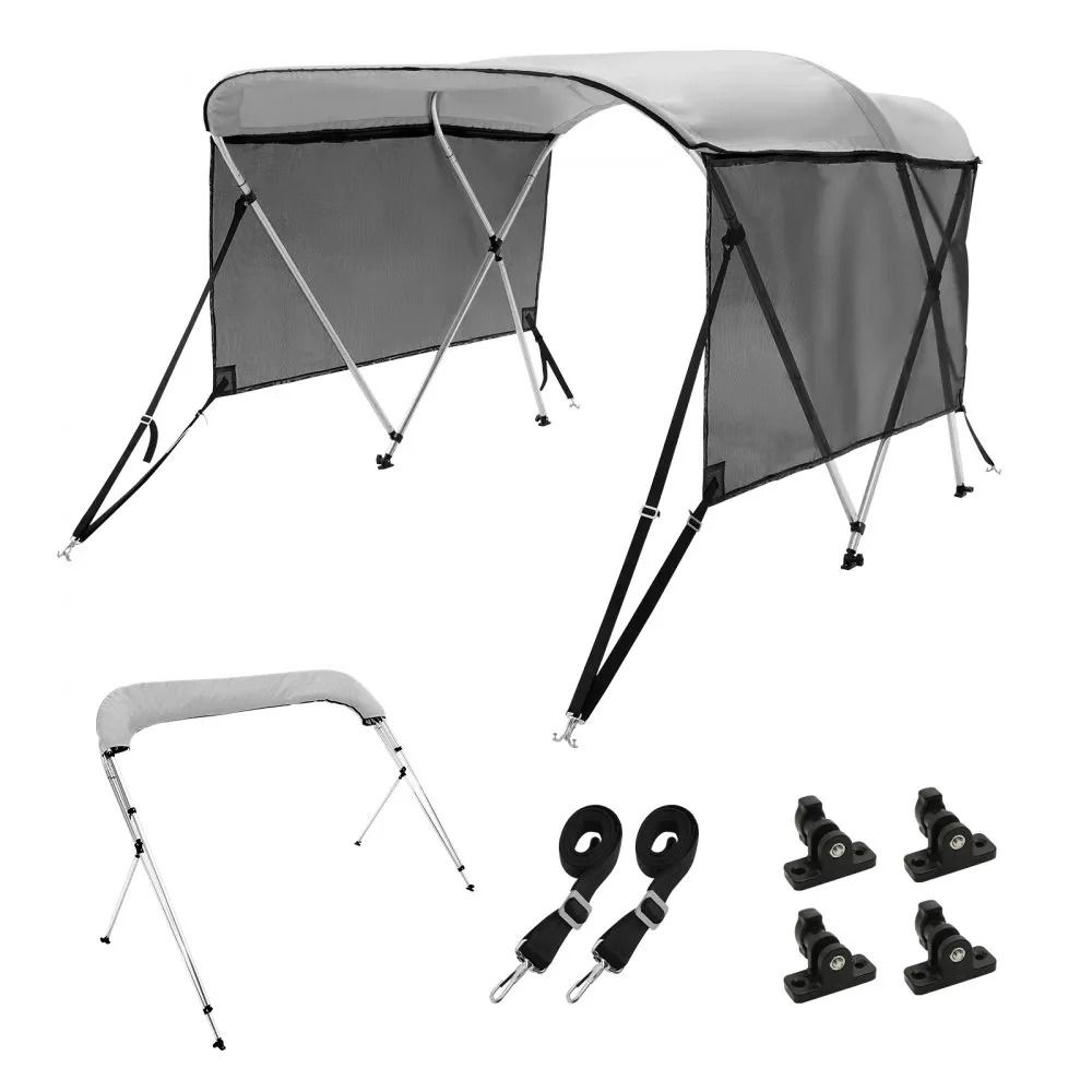3 Bow Bimini Top Boat Cover With Mesh Sidewalls 600D Canopy 0