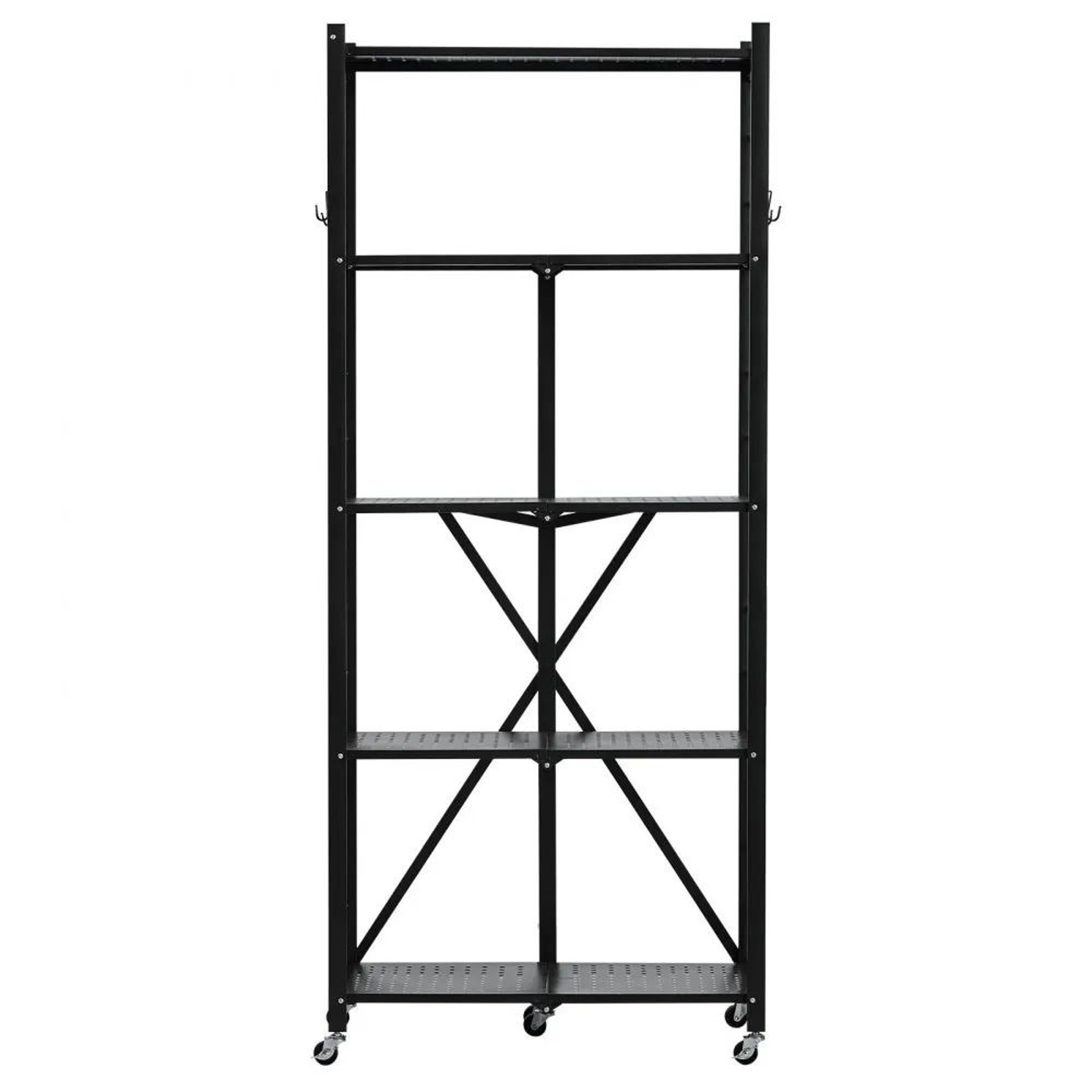 5 Tier Foldable Storage Shelf With Wheels Heavy Duty Metal Rack 7