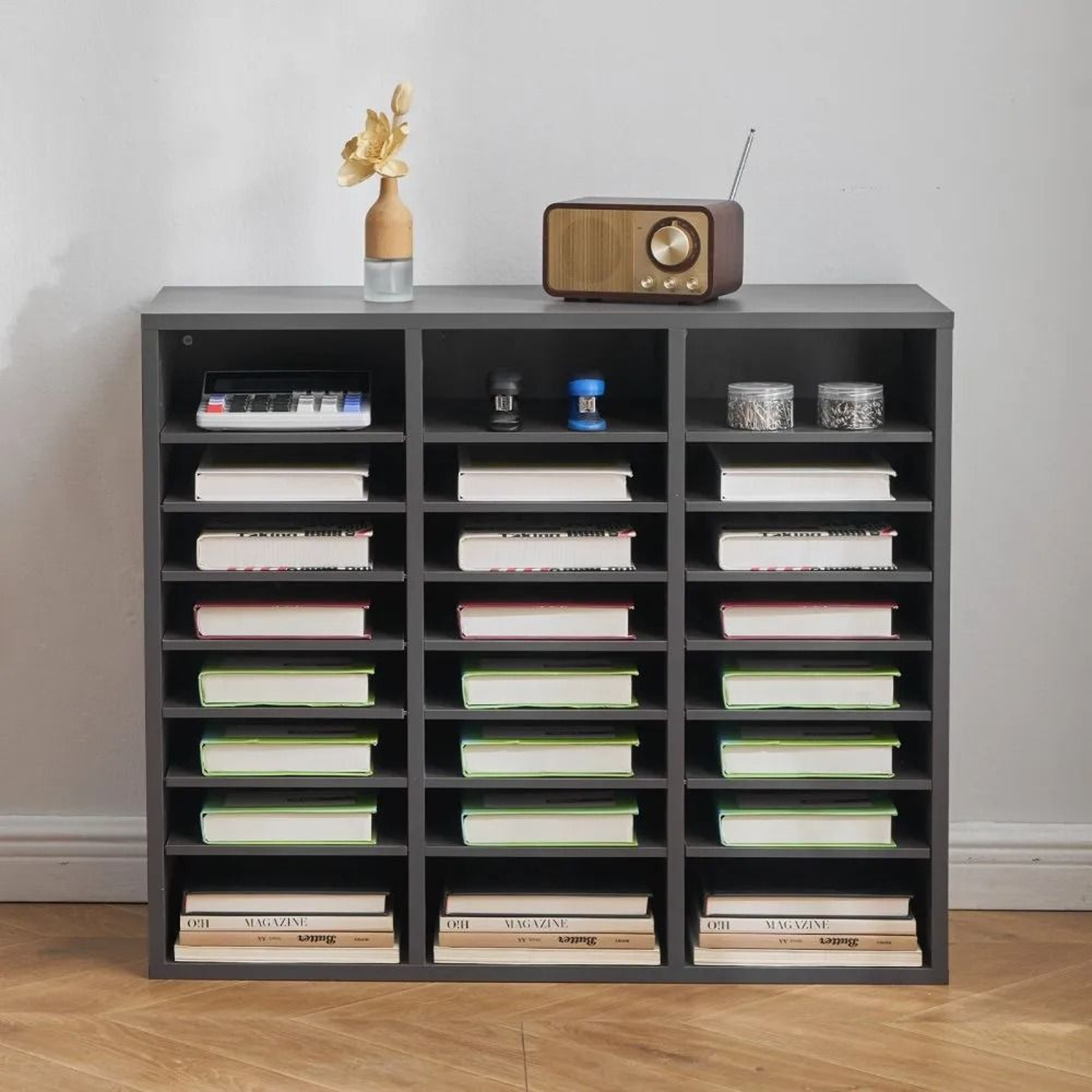 Wooden Literature Organizer 24 Compartments Adjustable Office File Sorter 6