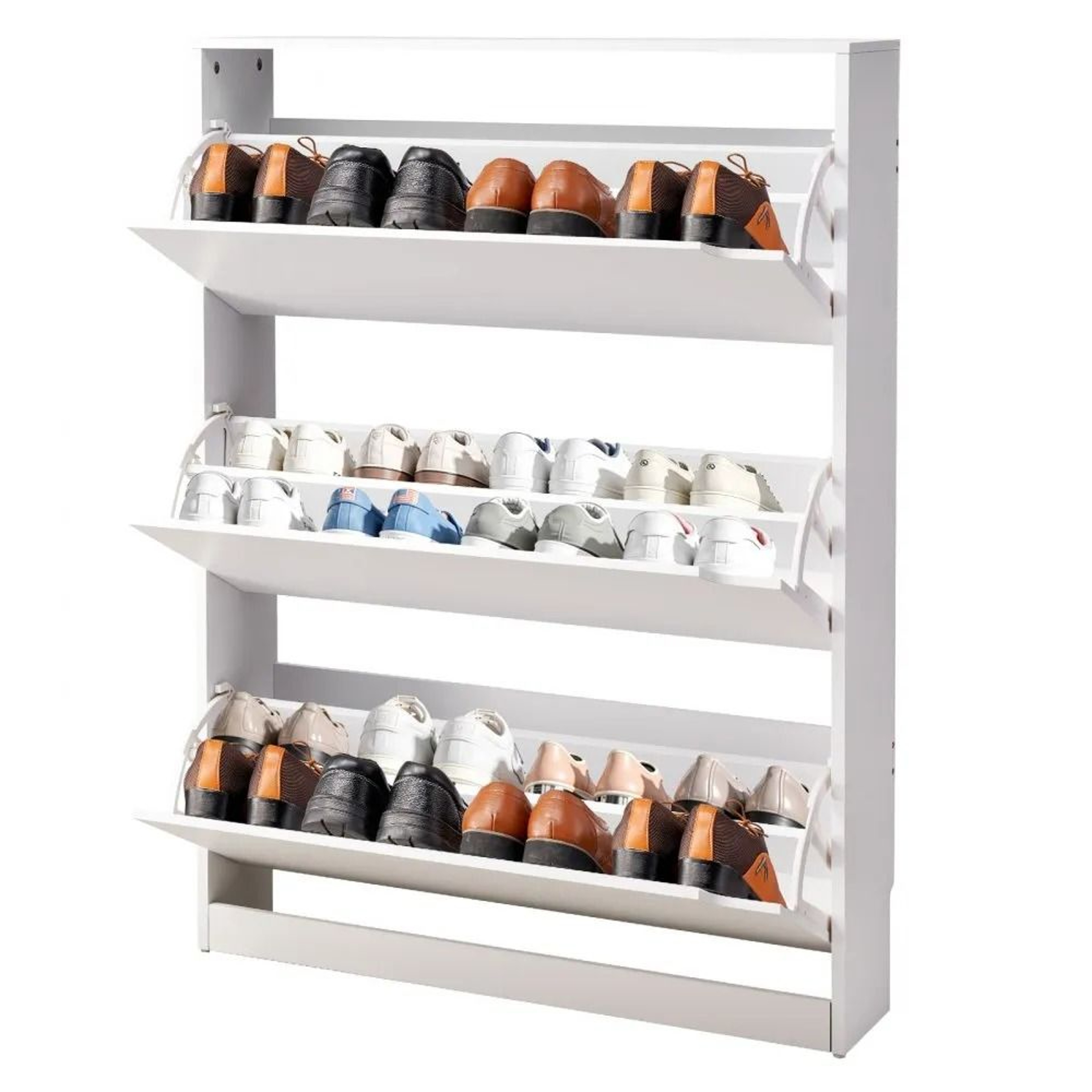 3 Drawer Shoe Cabinet Modern Entryway Shoe Storage Cabinet Organizer White 0