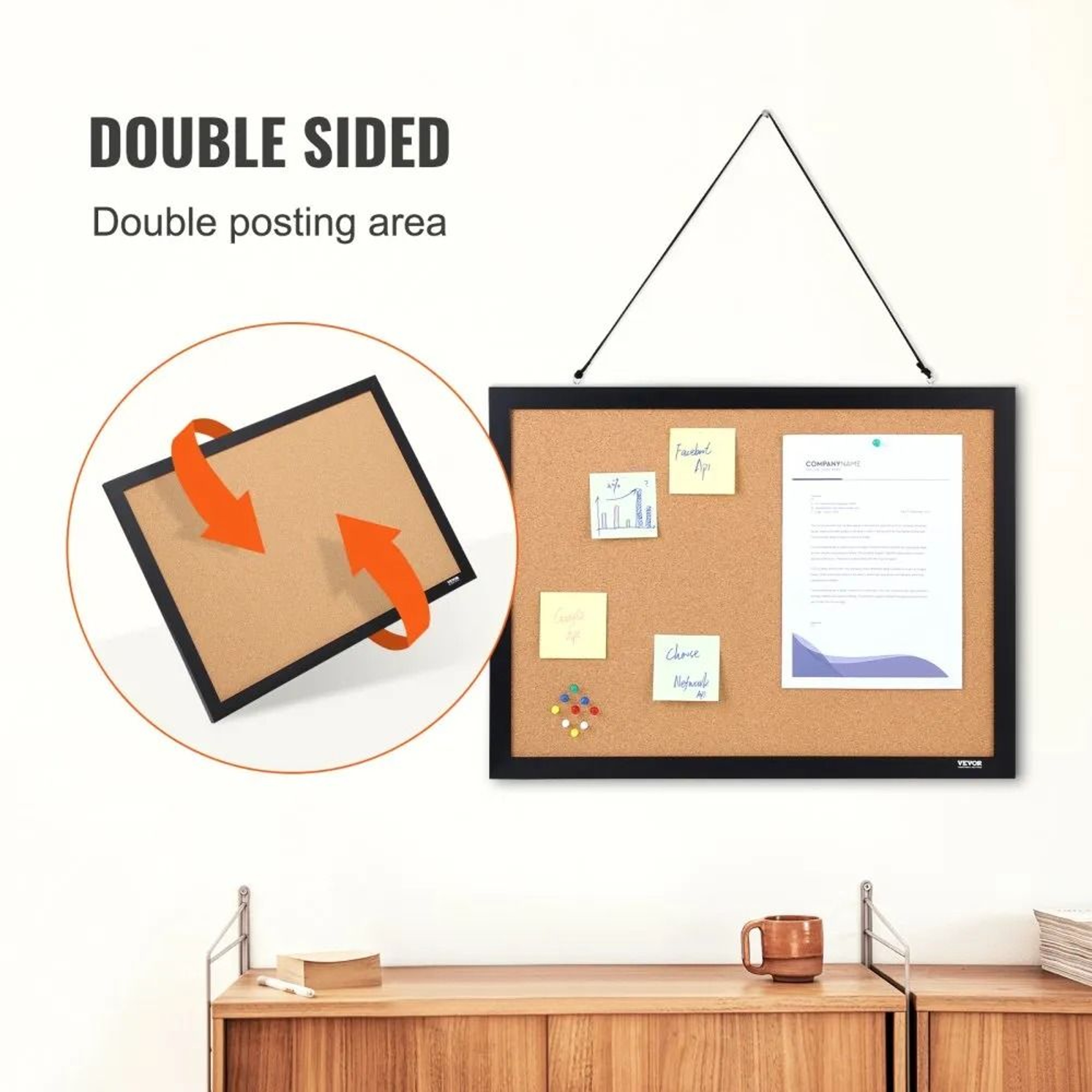 Cork Board 24 X 18 Inch Double Sided Bulletin Board With MDF Frame 4