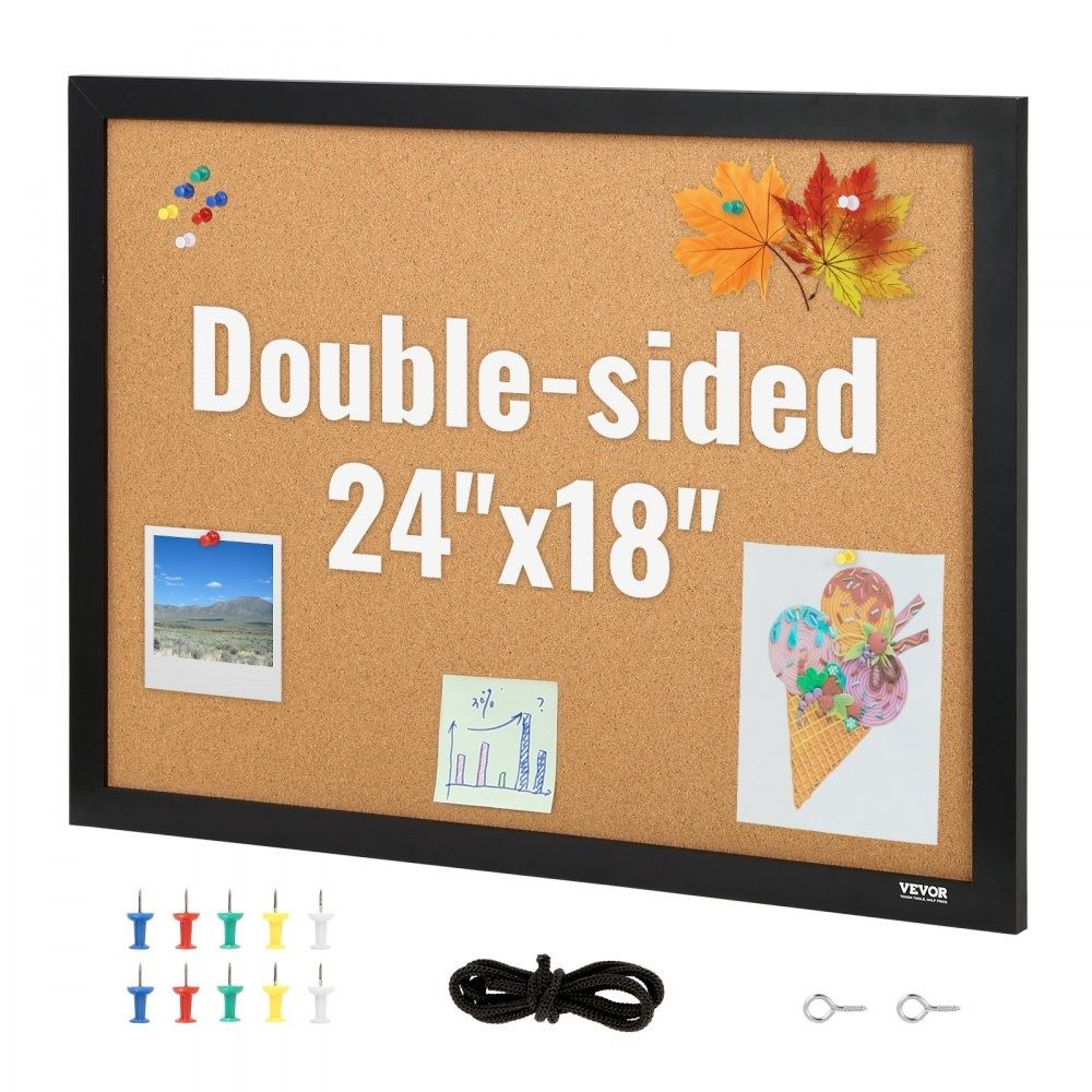 Cork Board 24 X 18 Inch Double Sided Bulletin Board With MDF Frame 0