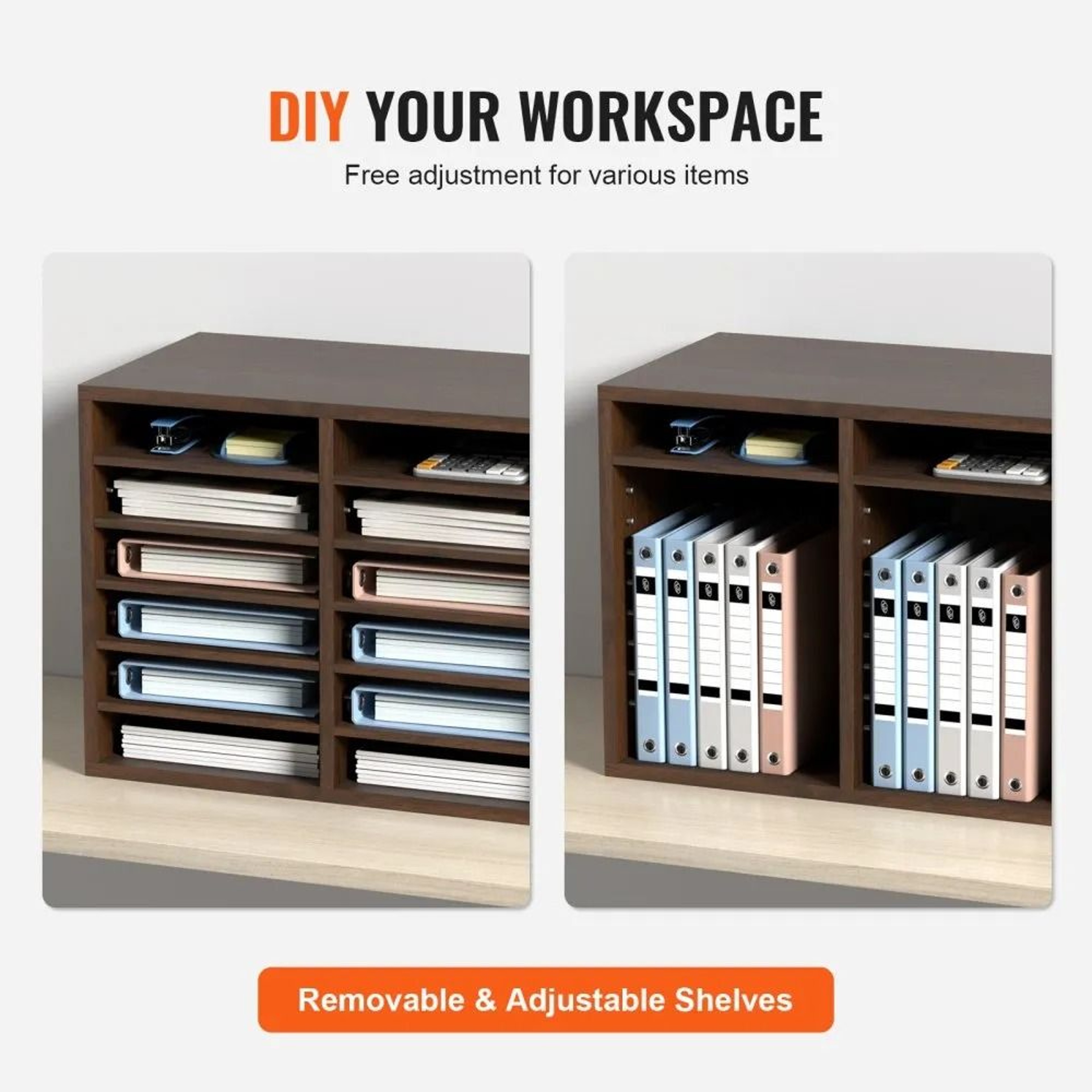Literature Organizer 12 Compartments Wood File Sorter For Office And Classroom Storage 1