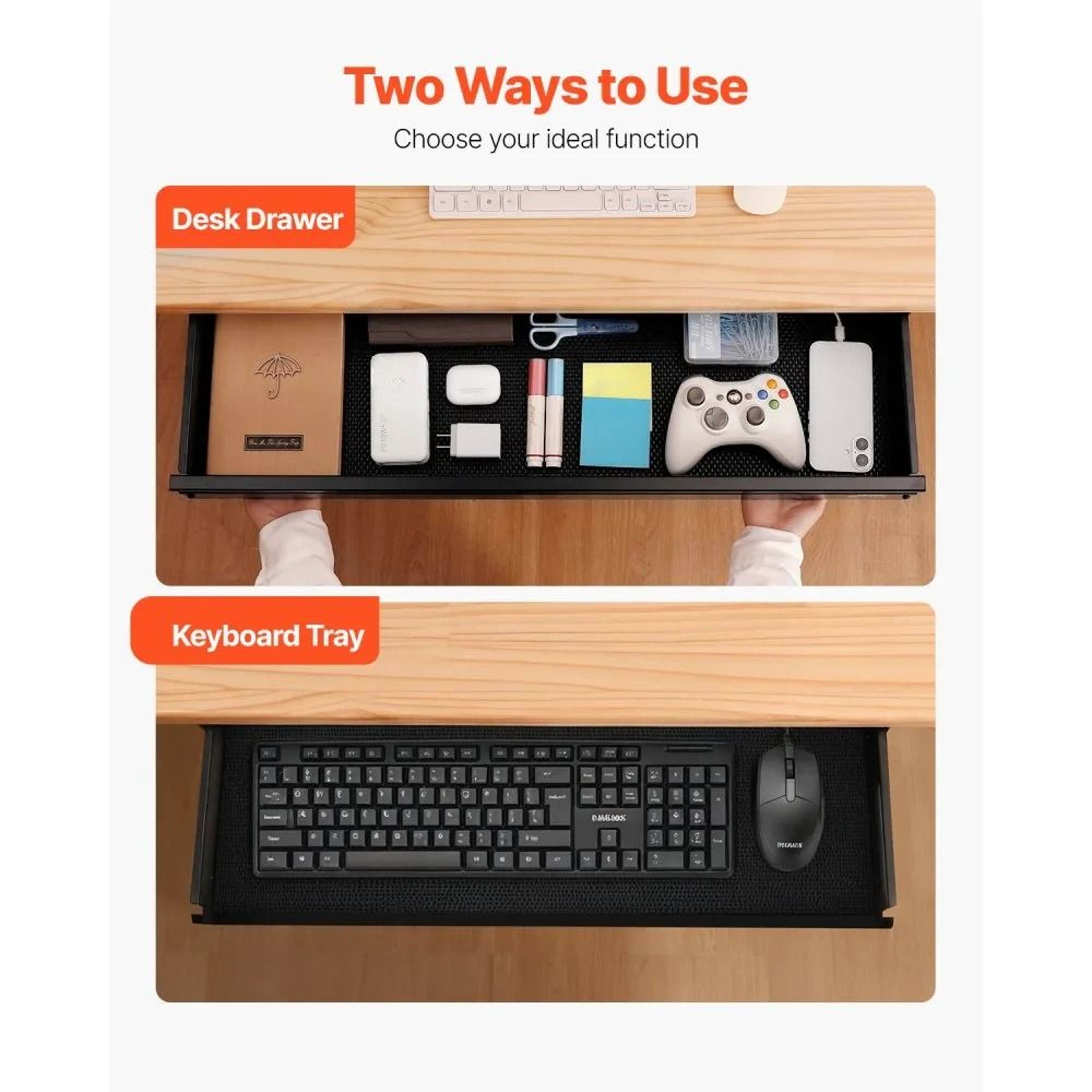 33 Inch Under Desk Drawer Organizer Slide Out Hidden Storage Drawer 5