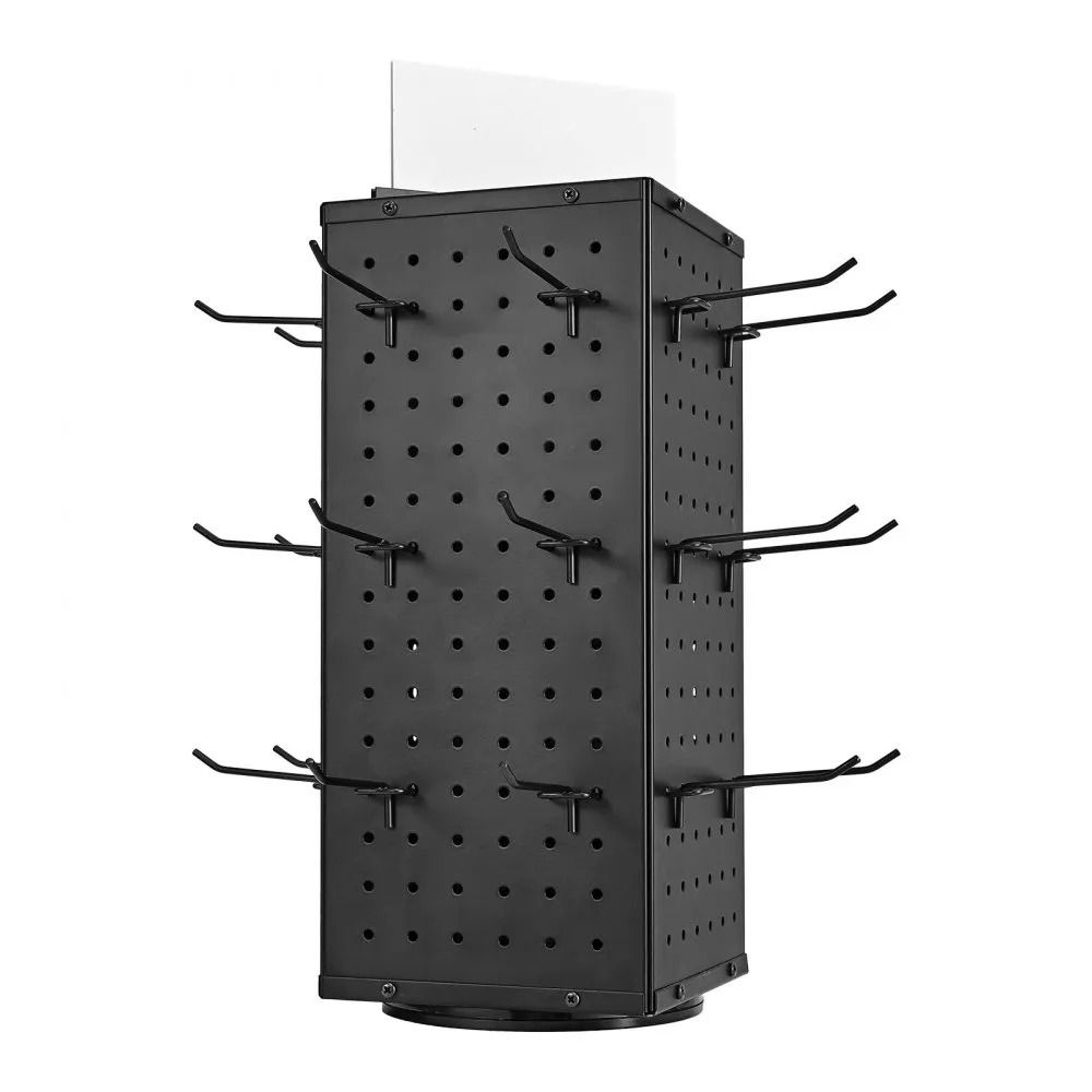 Rotating Pegboard Display Stand 4 Sided Spinning Rack With 24 Hooks 7