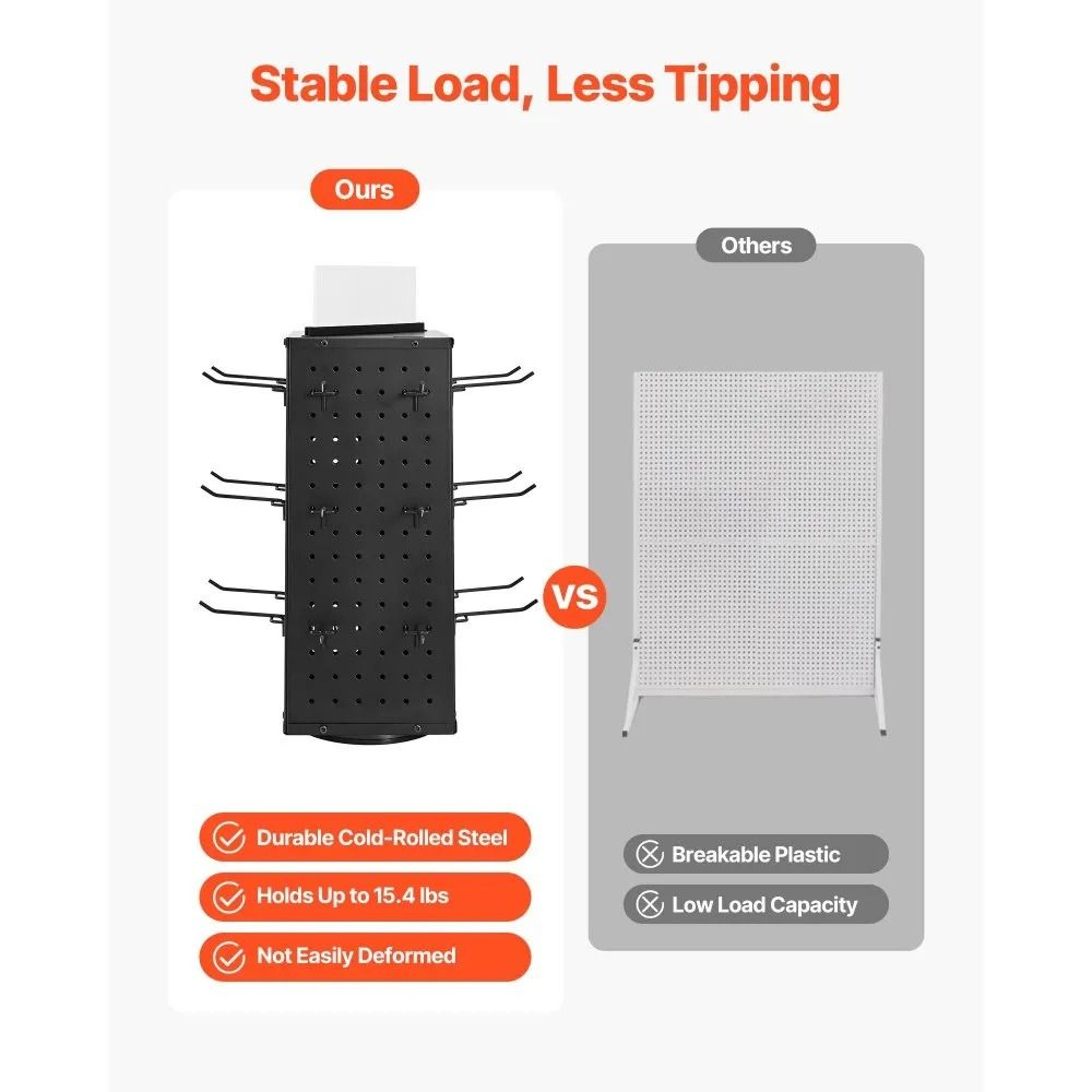 Rotating Pegboard Display Stand 4 Sided Spinning Rack With 24 Hooks 4