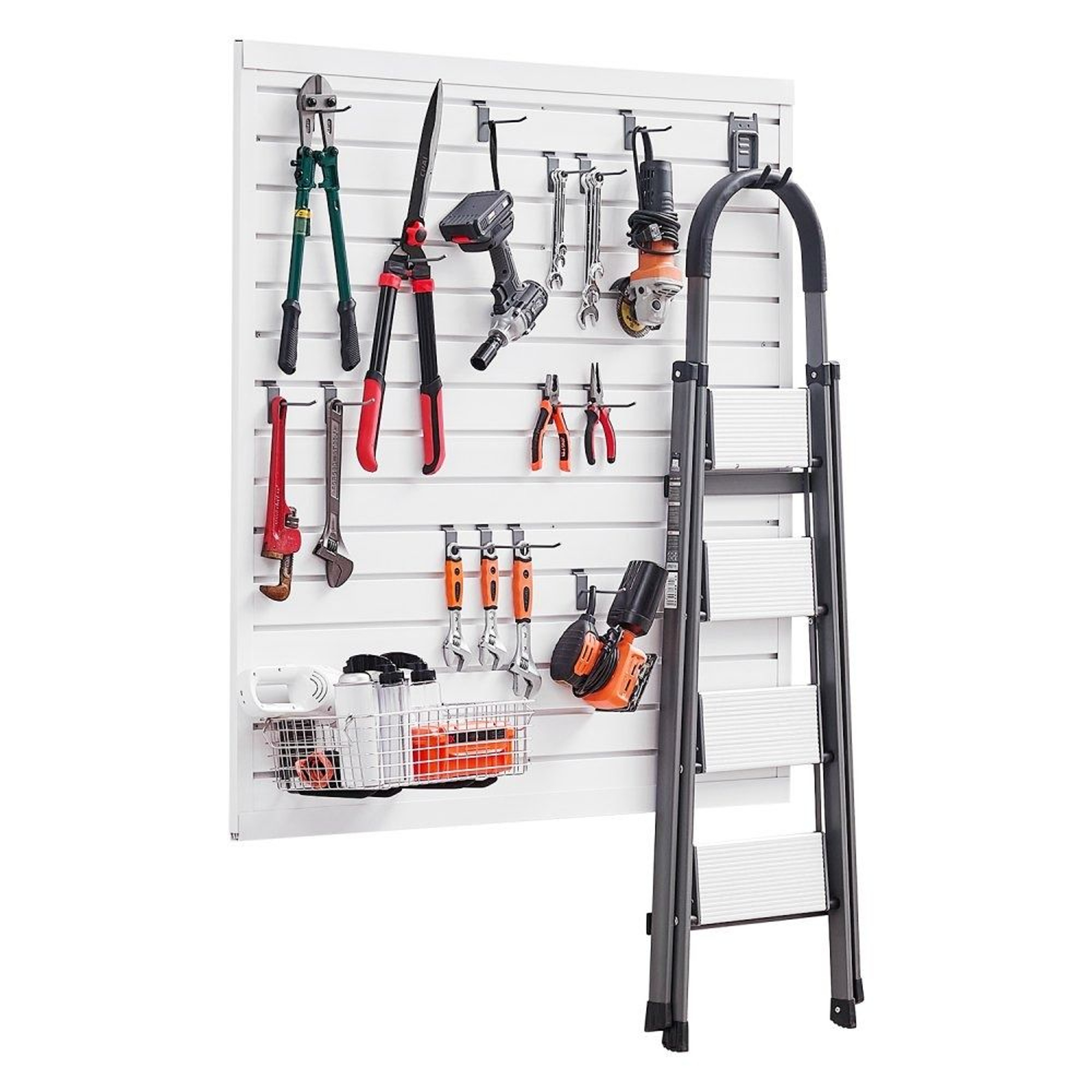 PVC Garage Slatwall Paneling 4x4 FT White Modular Storage Wall System 0
